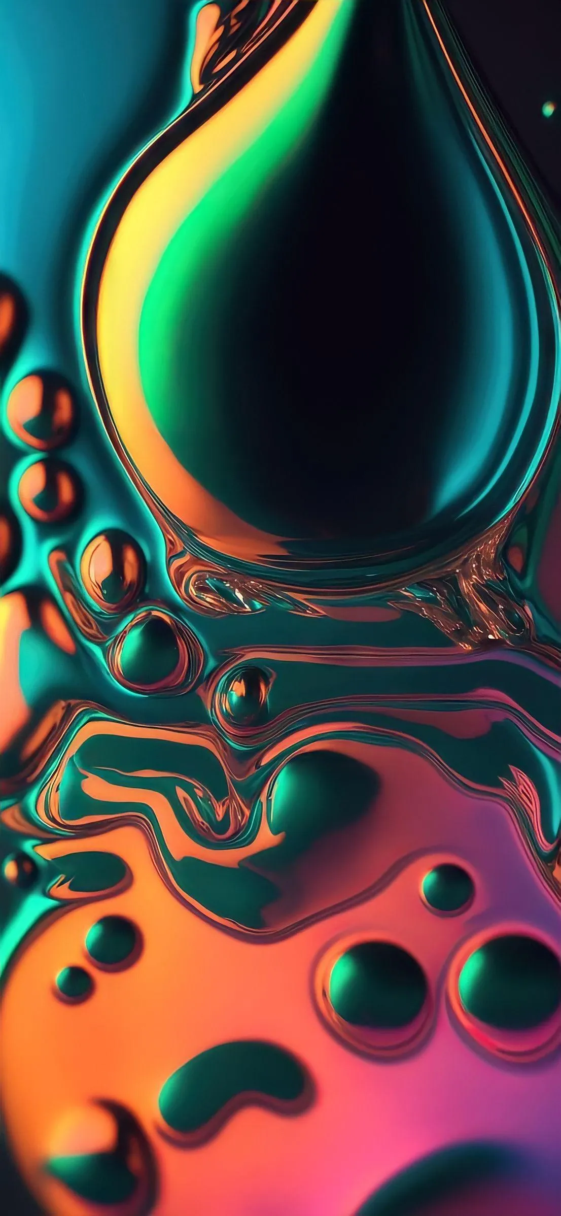 Colorful Oil Droplets Forming Liquid Art Abstraction