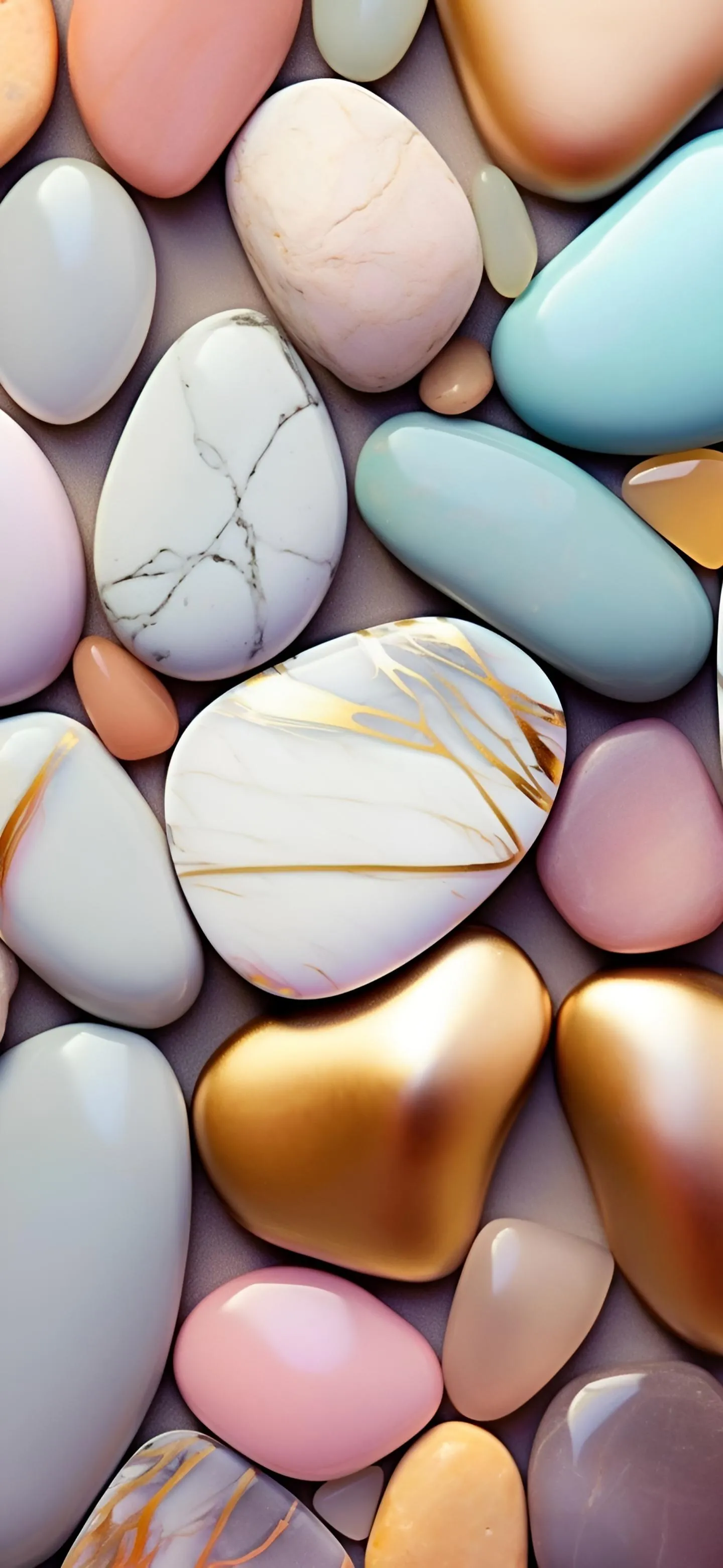 Colorful Pebble Stones Aesthetic Mobile Wallpaper Design