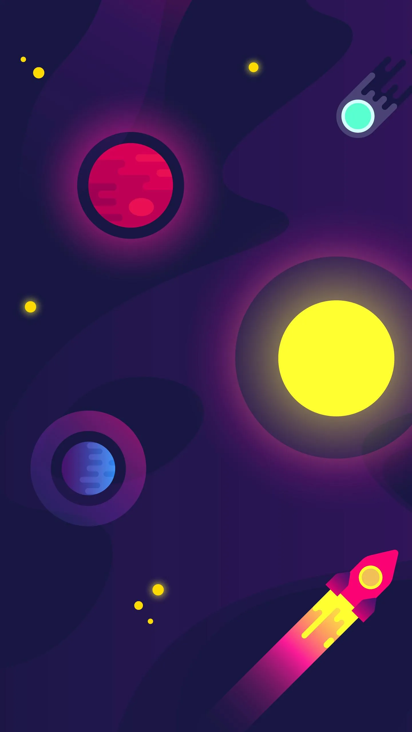 Colorful Planet Orbits Design with Futuristic Style