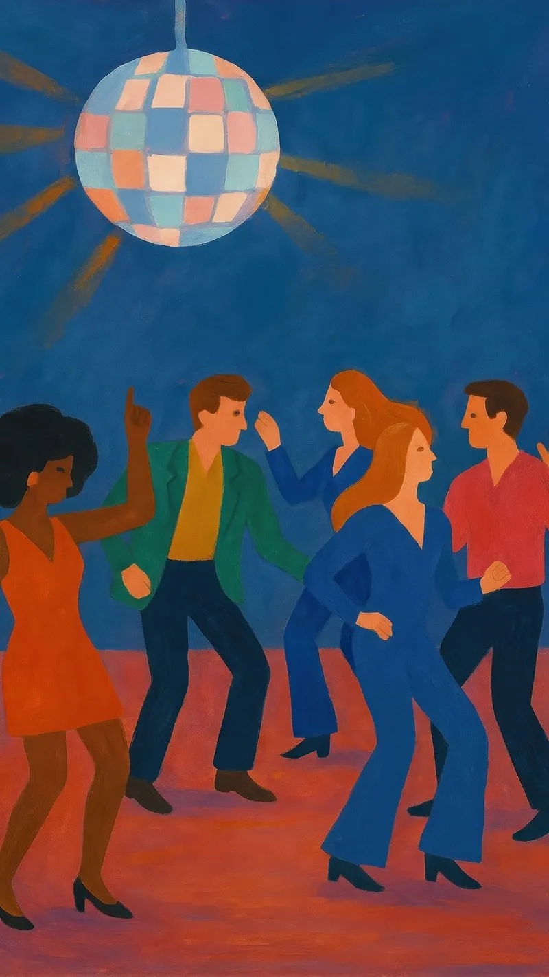 Colorful Retro Dance Scene With Vibrant Party Lighting