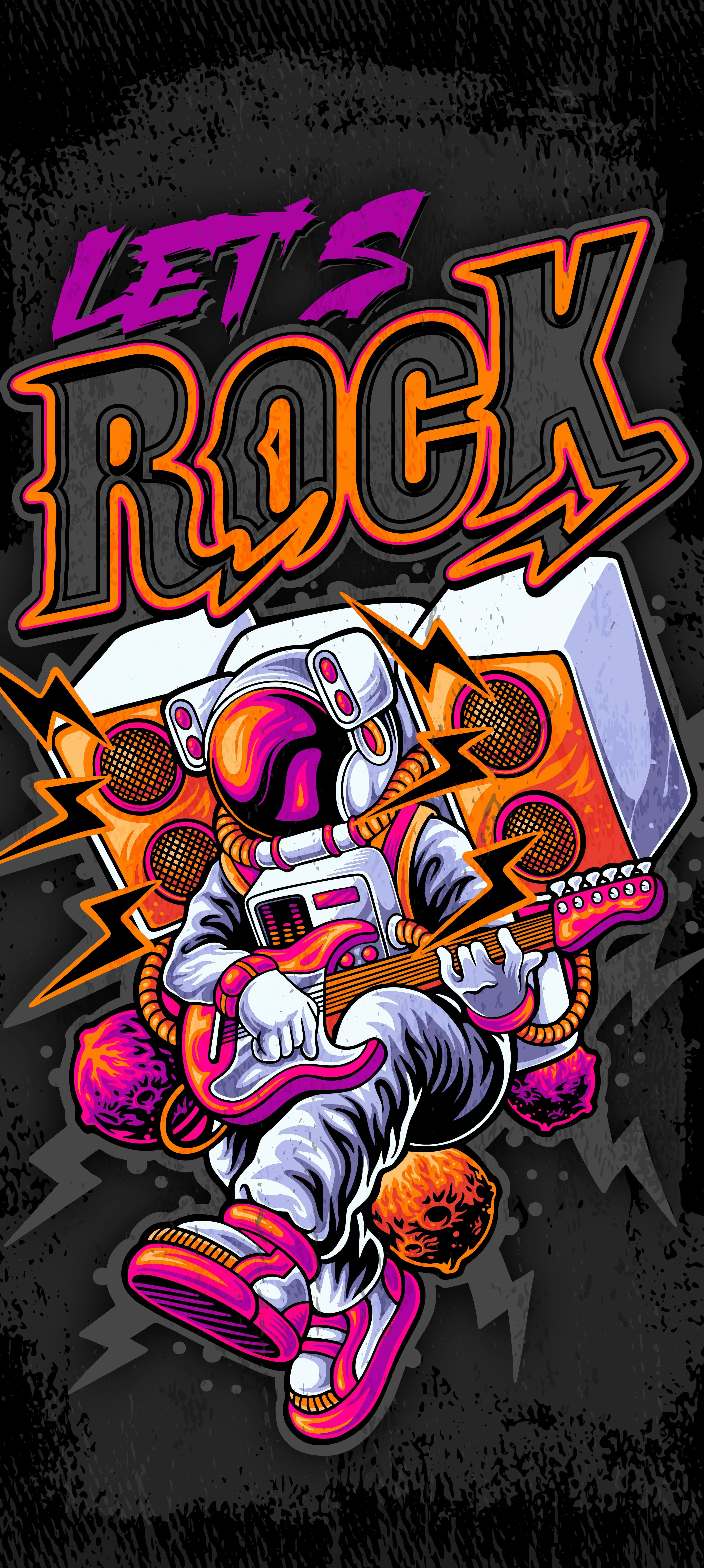 Colorful Rock Music Graphic Art with Vibrant Illustration