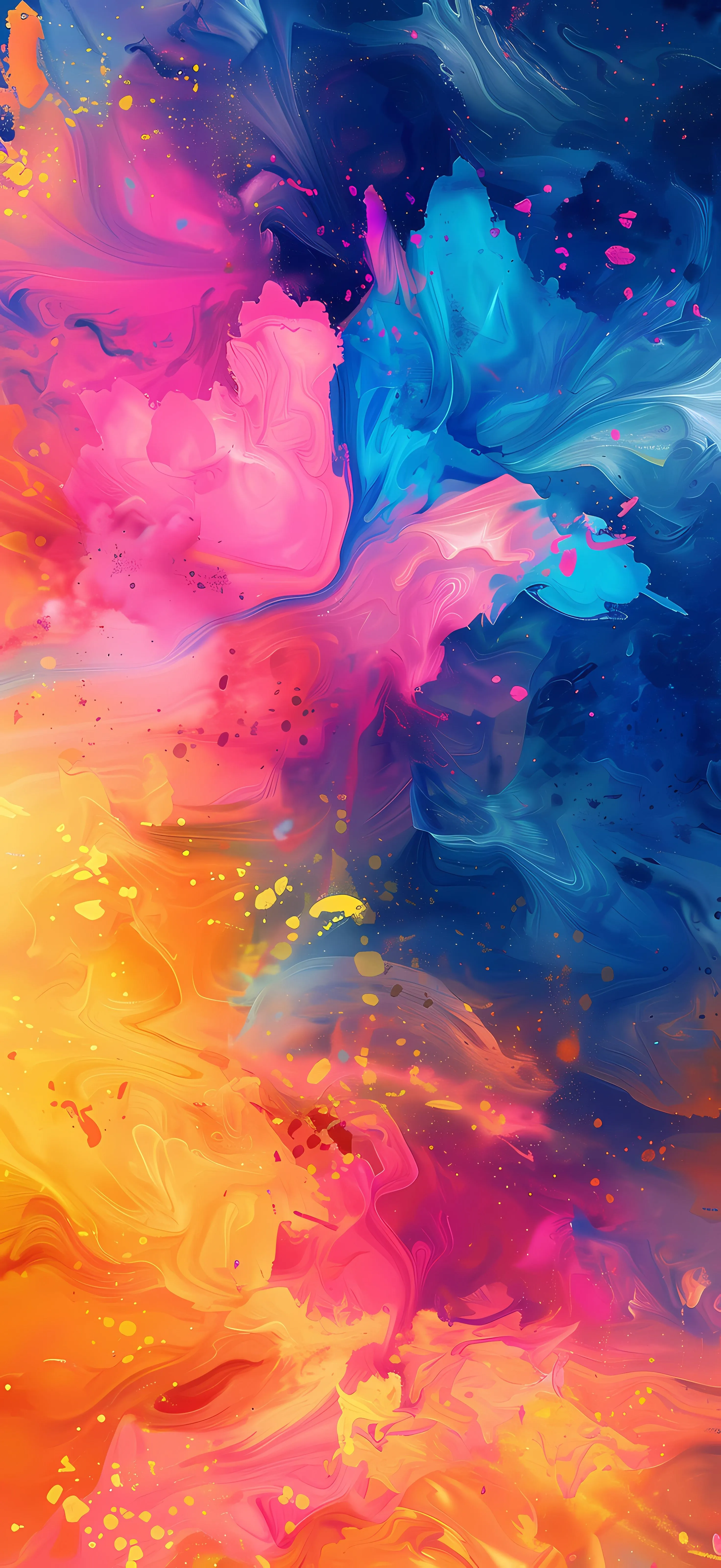 Colorful Smoke Explosion in Blue Pink Orange and Yellow Colors