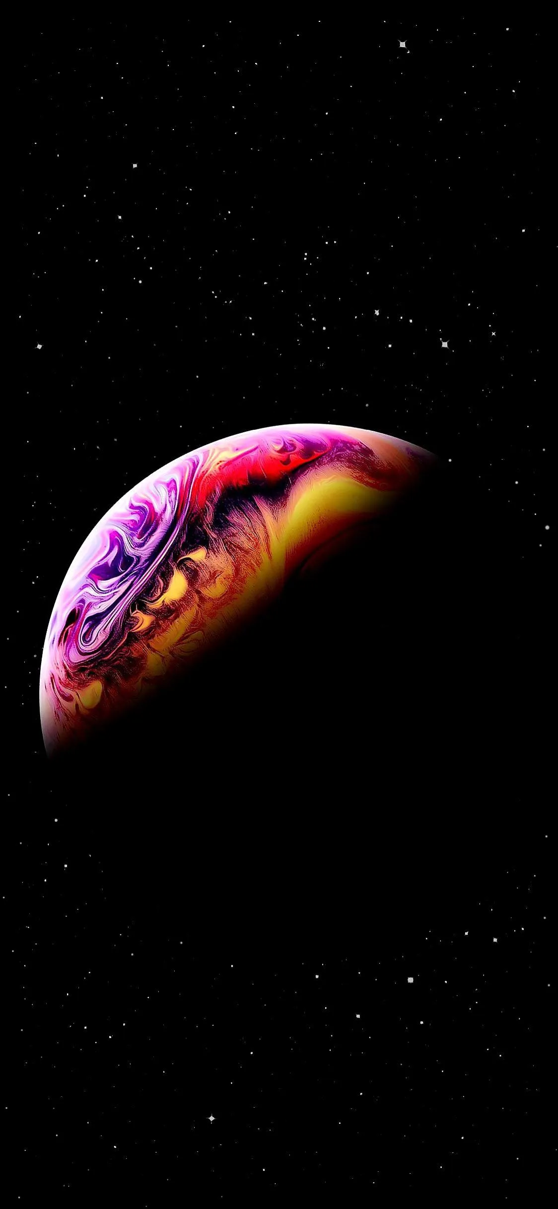 Colorful Space Planet Floating in Deep Black Sky Wallpaper