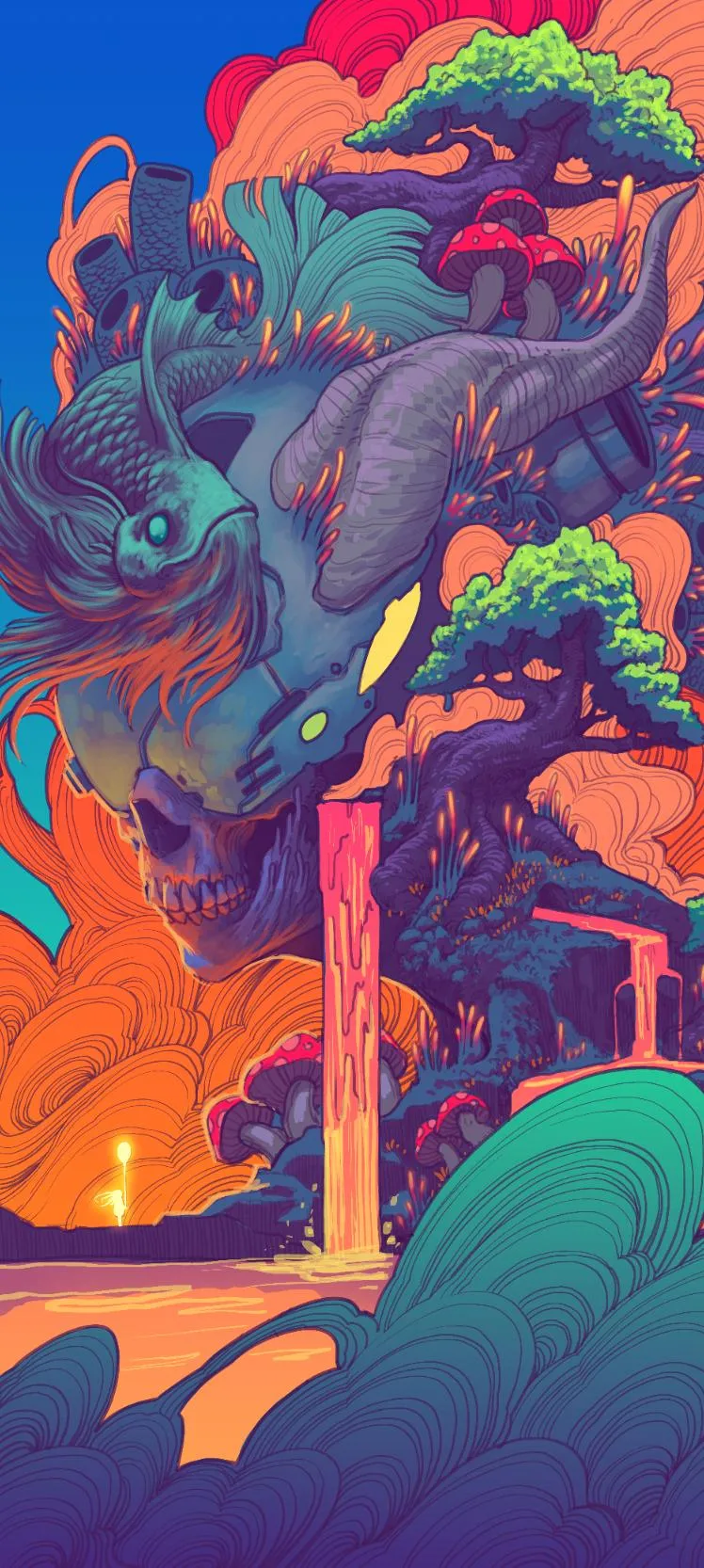 Colorful Swirling Abstract Art Playful Modern Illustration