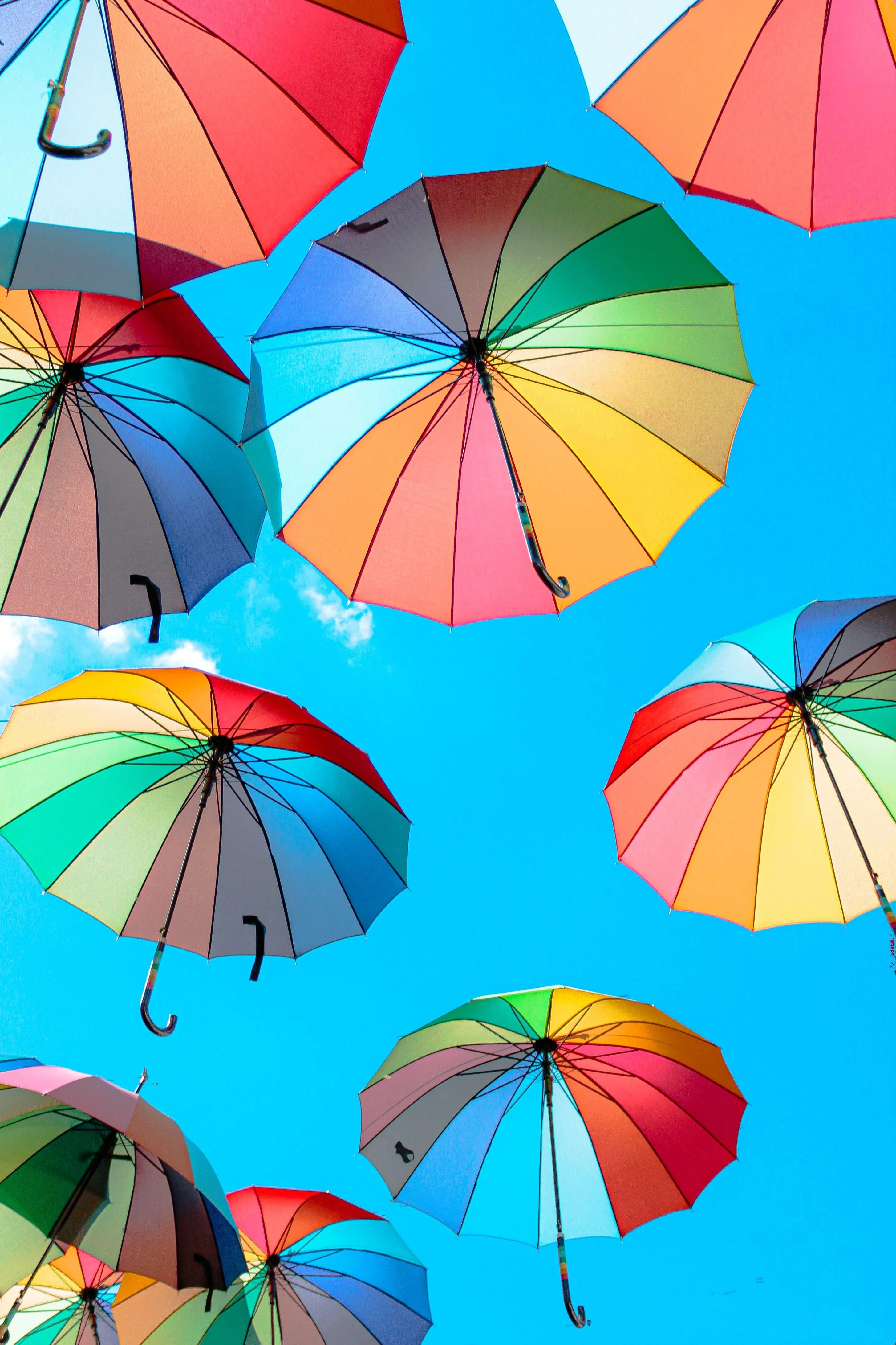 Colorful Umbrellas Forming Bright Playful Sky Pattern