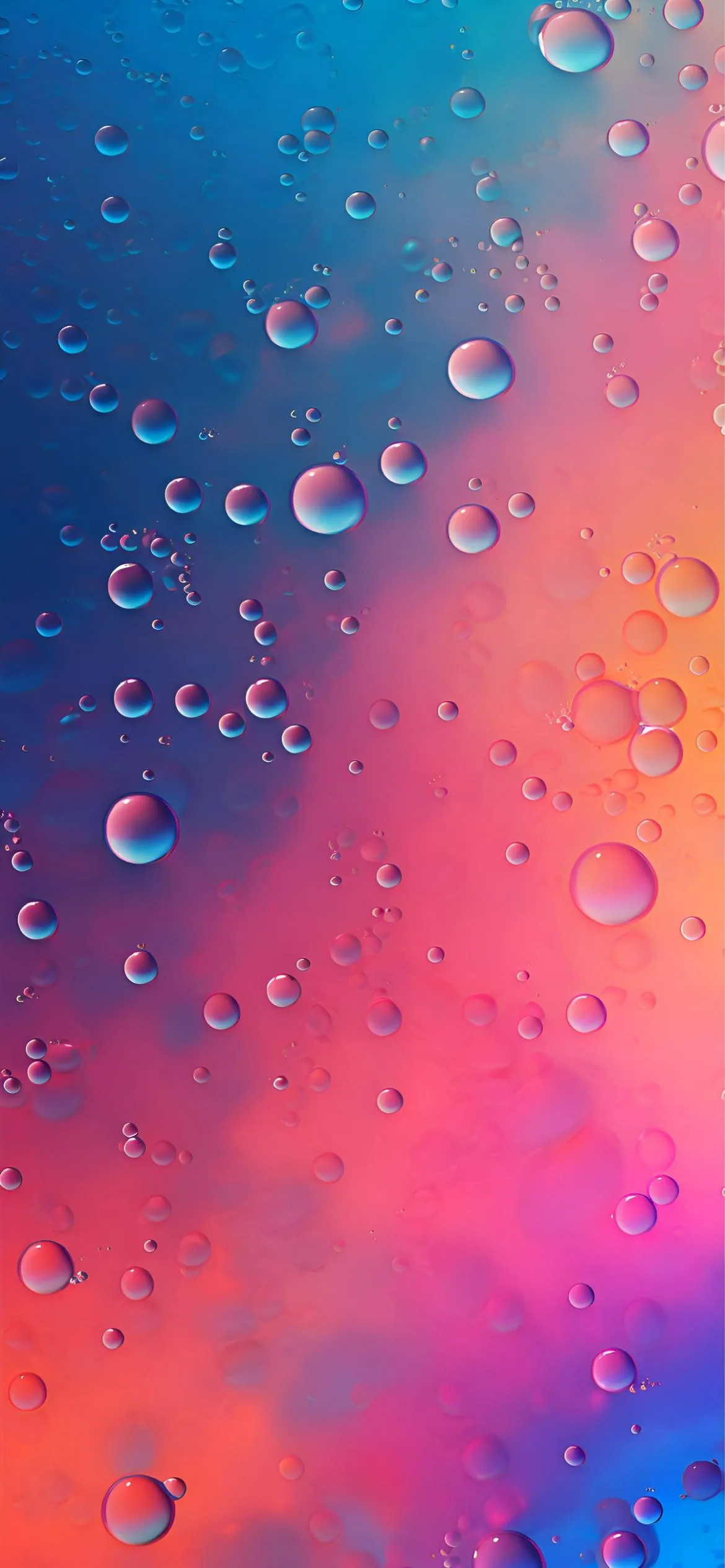 Colorful Water Droplets Macro with Bright Background