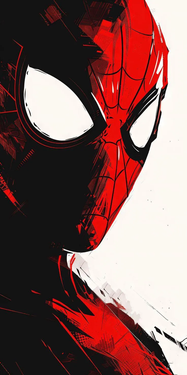 Comic Spiderman Face Close Up with Bold Texture Wallpaper