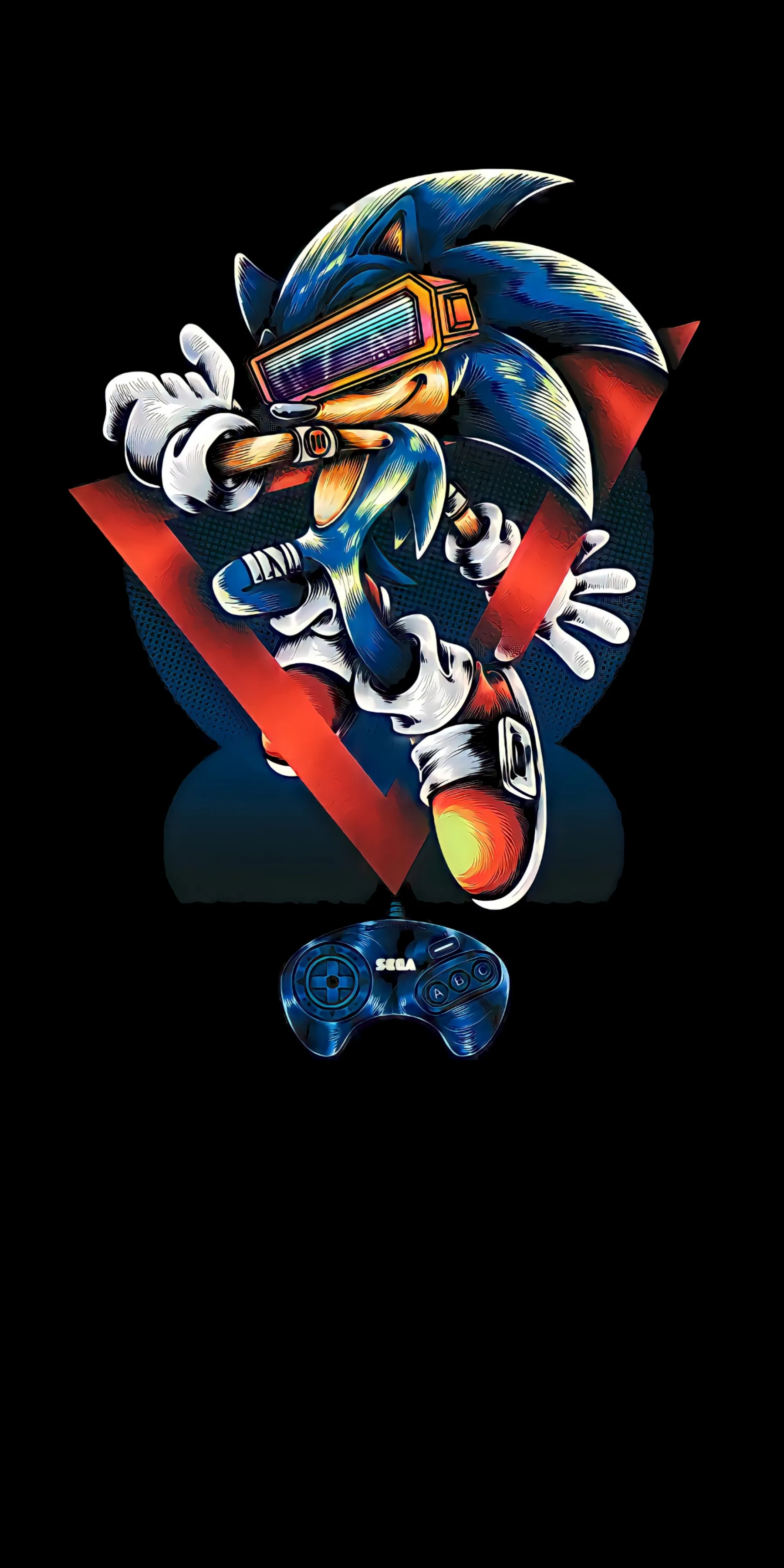 Cool Digital Art of Sonic The Hedgehog with Retro Gaming Vibe