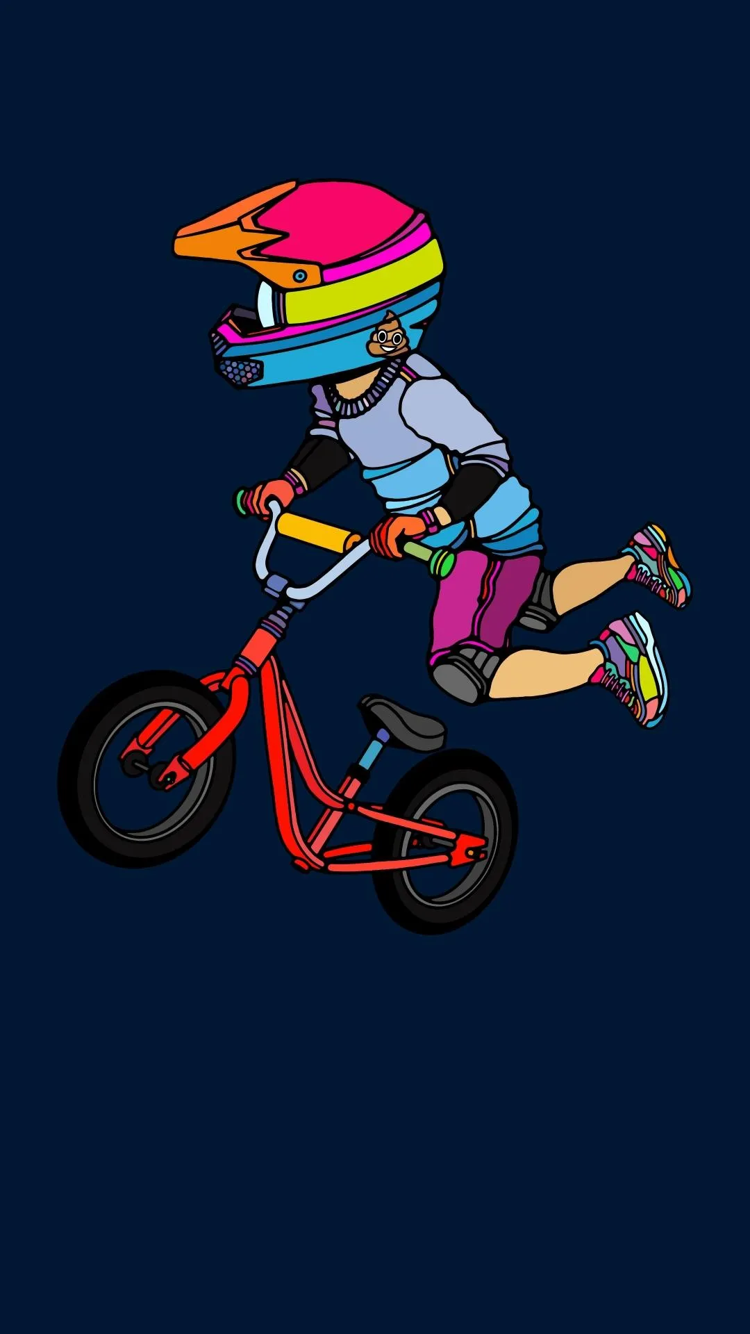 Cool Gamer Kid Riding Bike in Neon Style Wallpaper