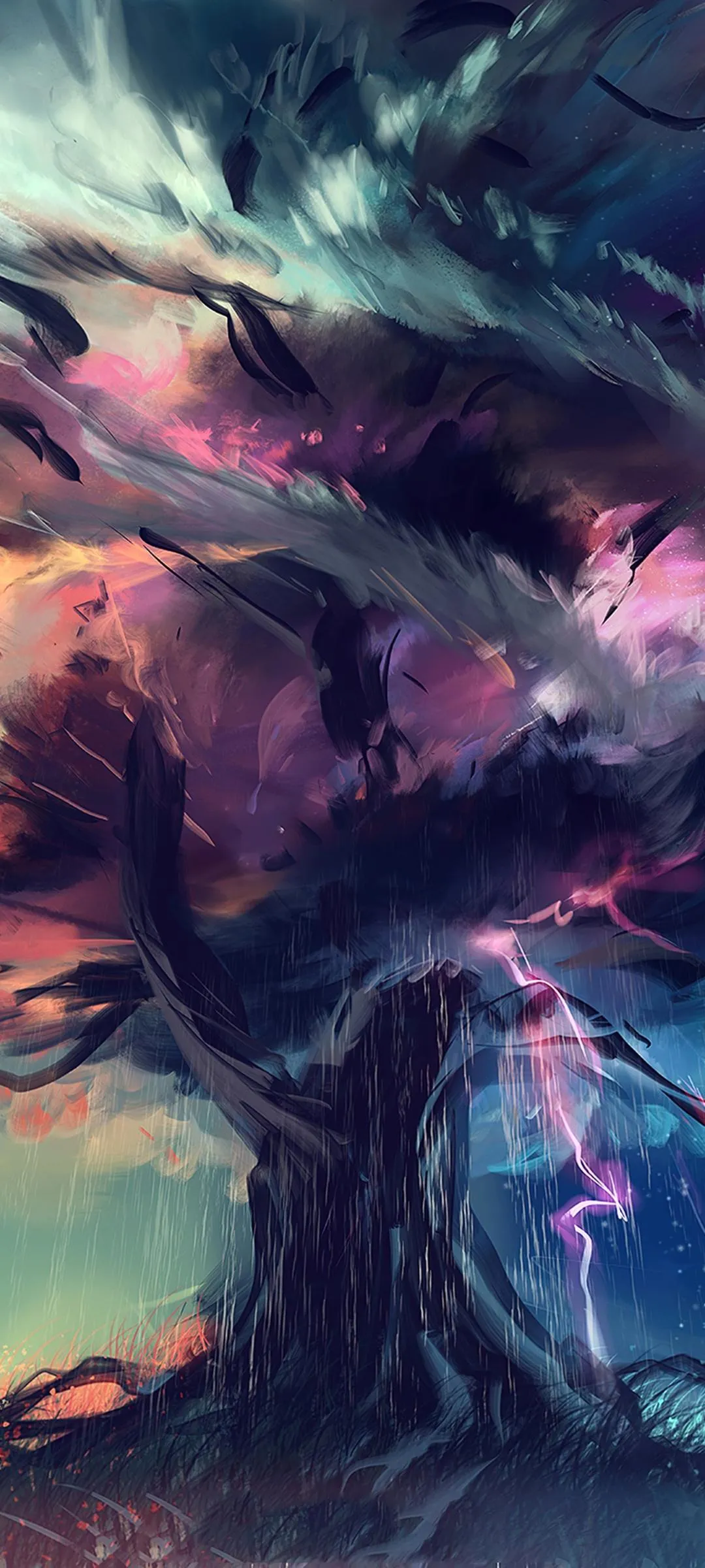 Cosmic Explosion With Dark Clouds and Vibrant Electric Glow