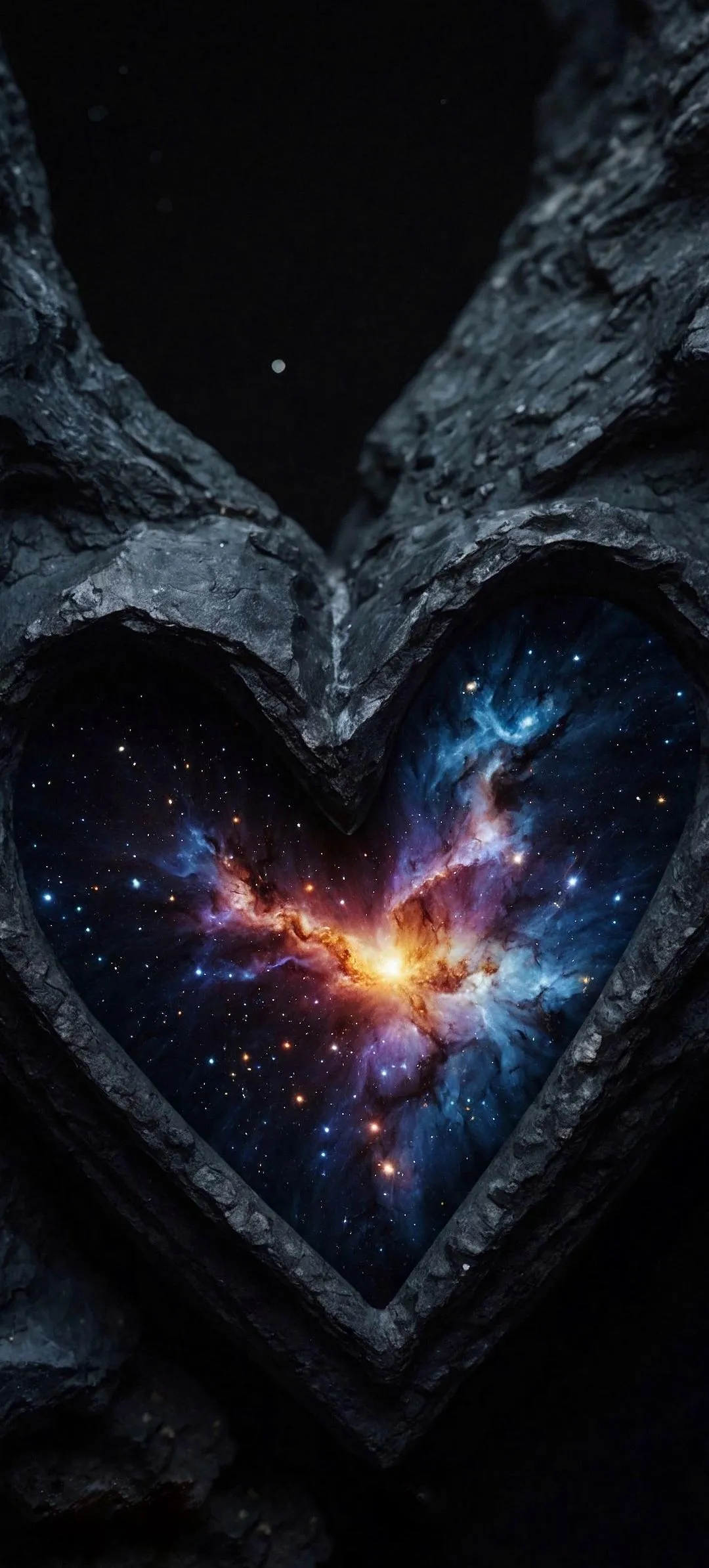 Cosmic Heart Shaped Nebula in a Dark Fantasy Universe
