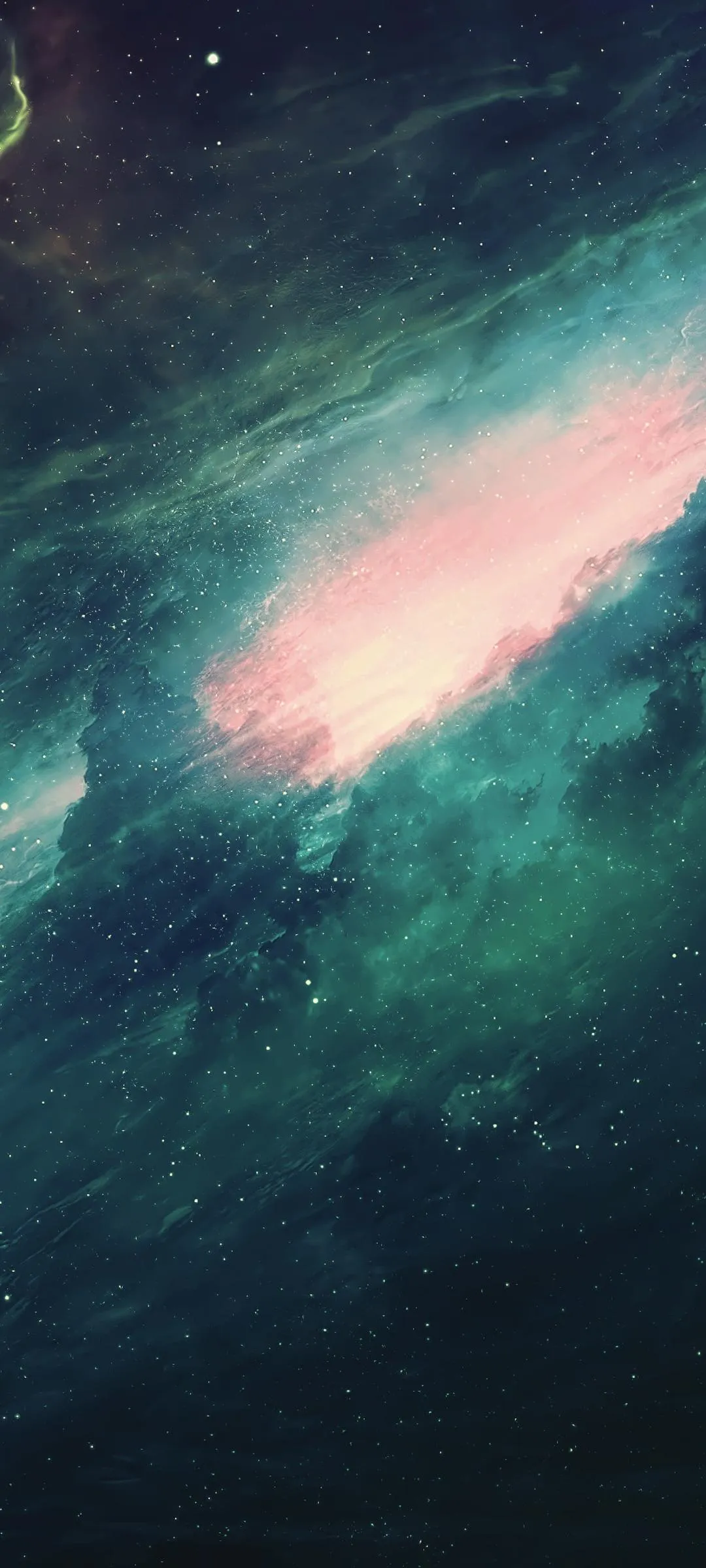 Cosmic Nebula Cloud Glowing with Teal and Purple Hues