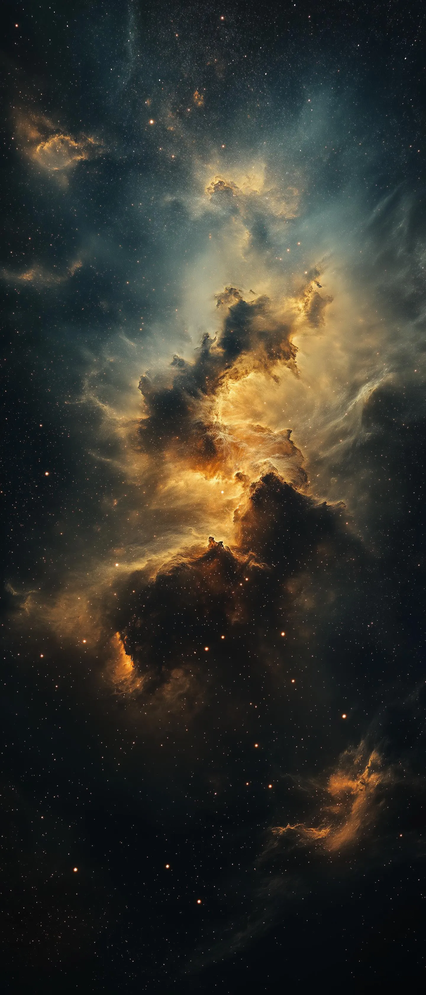 Cosmic Nebula in Deep Space with Glowing Star Clusters