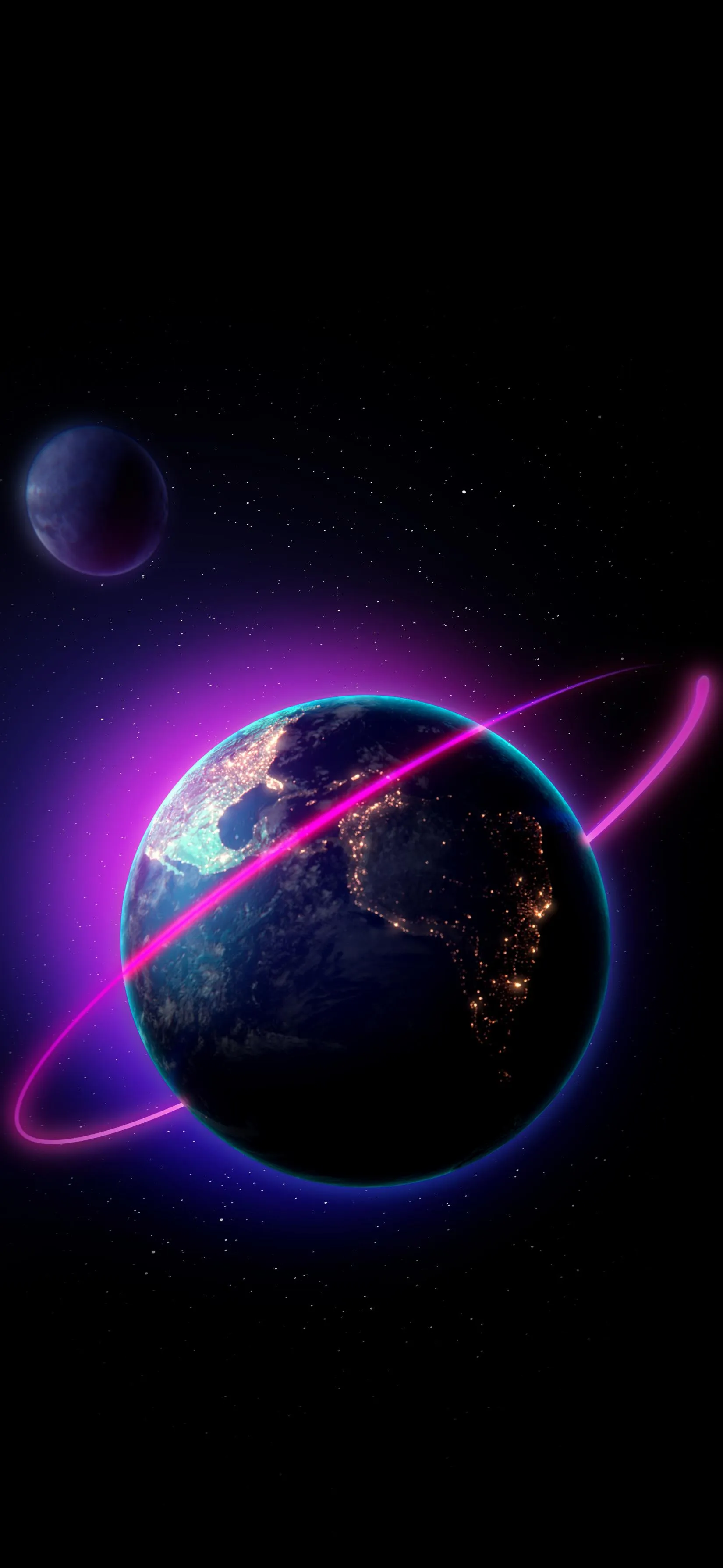 Cosmic Planets Purple Space Galaxy Art free Wallpaper