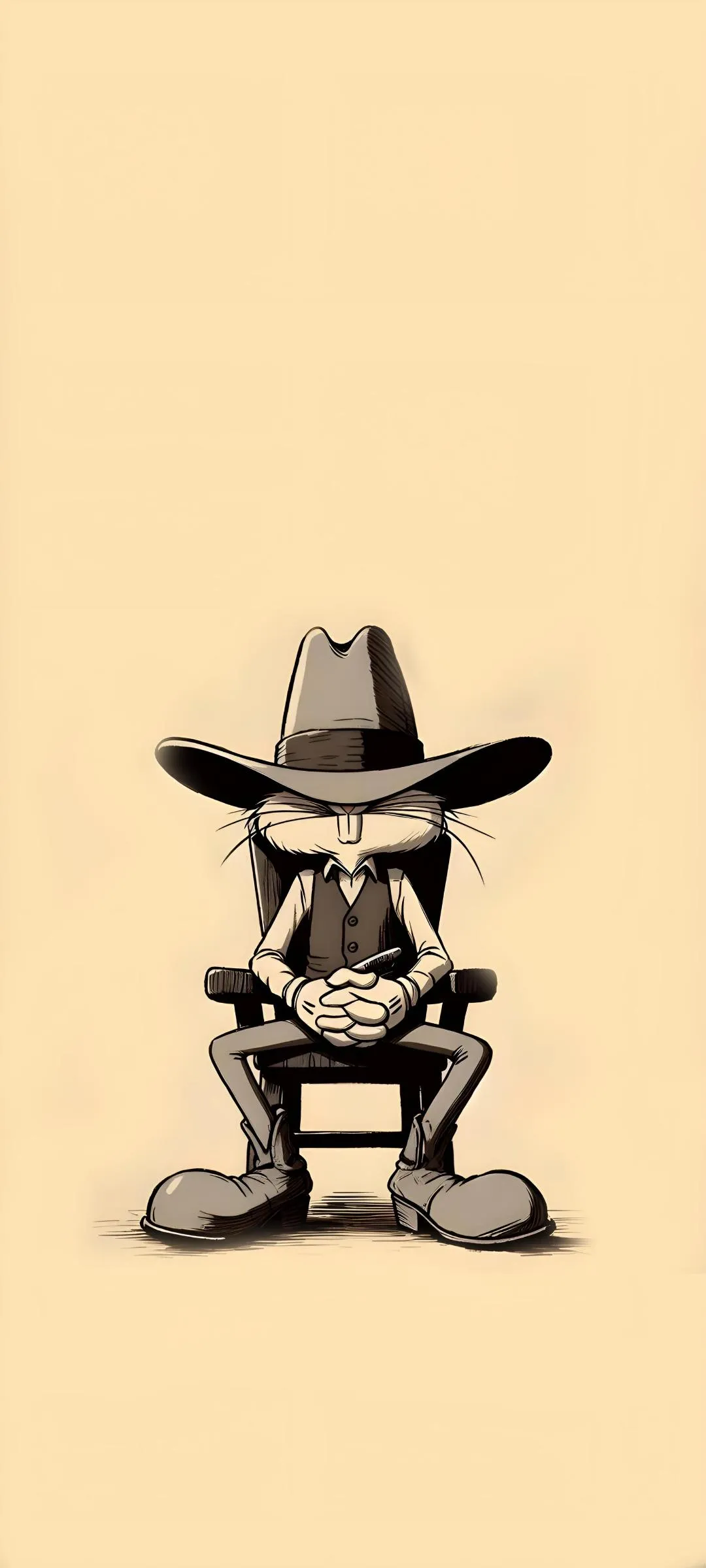 Cowboy Character Standing with Minimal Style Wallpaper