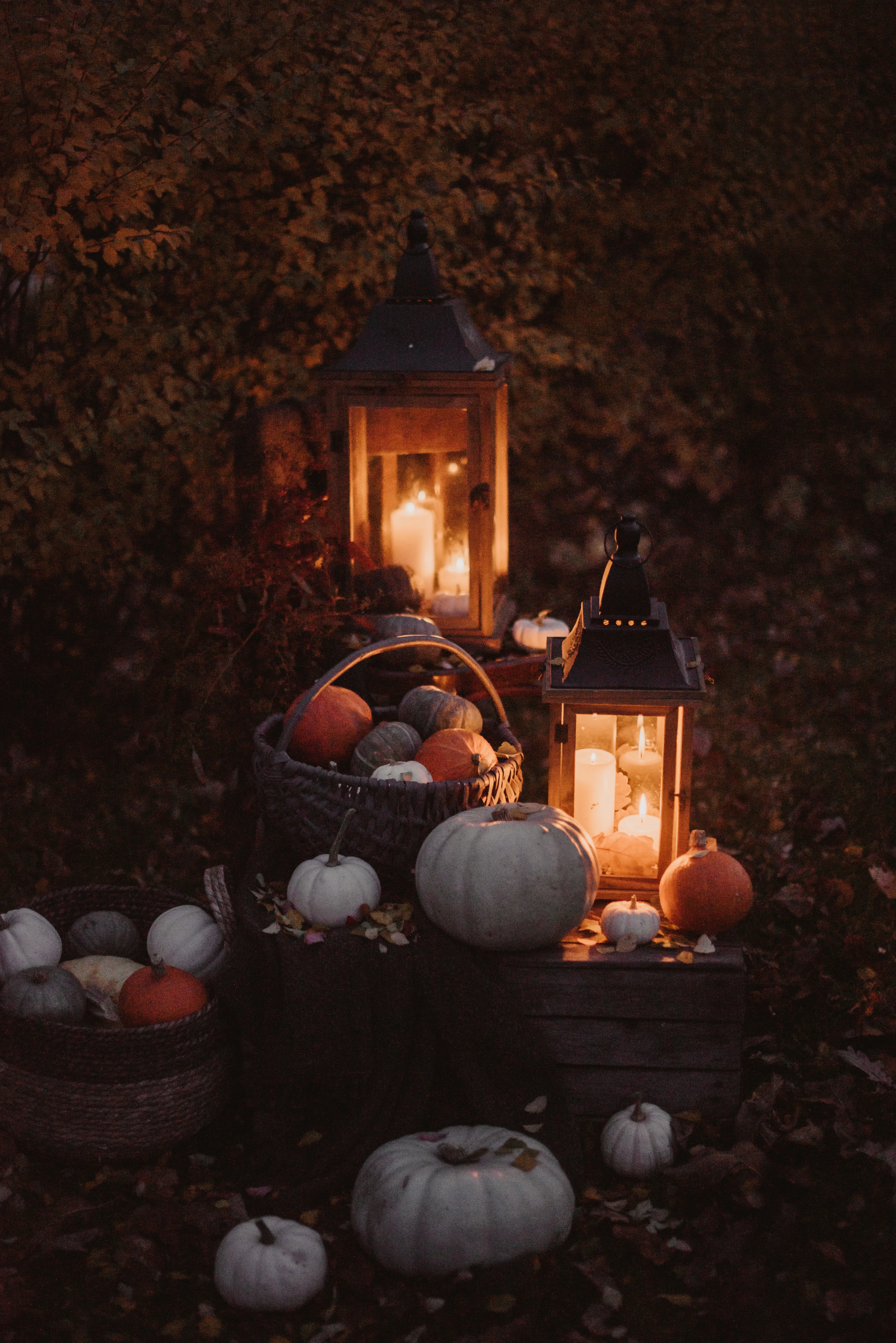 Cozy Candlelight Scene with Warm Autumn Ambience Wallpaper
