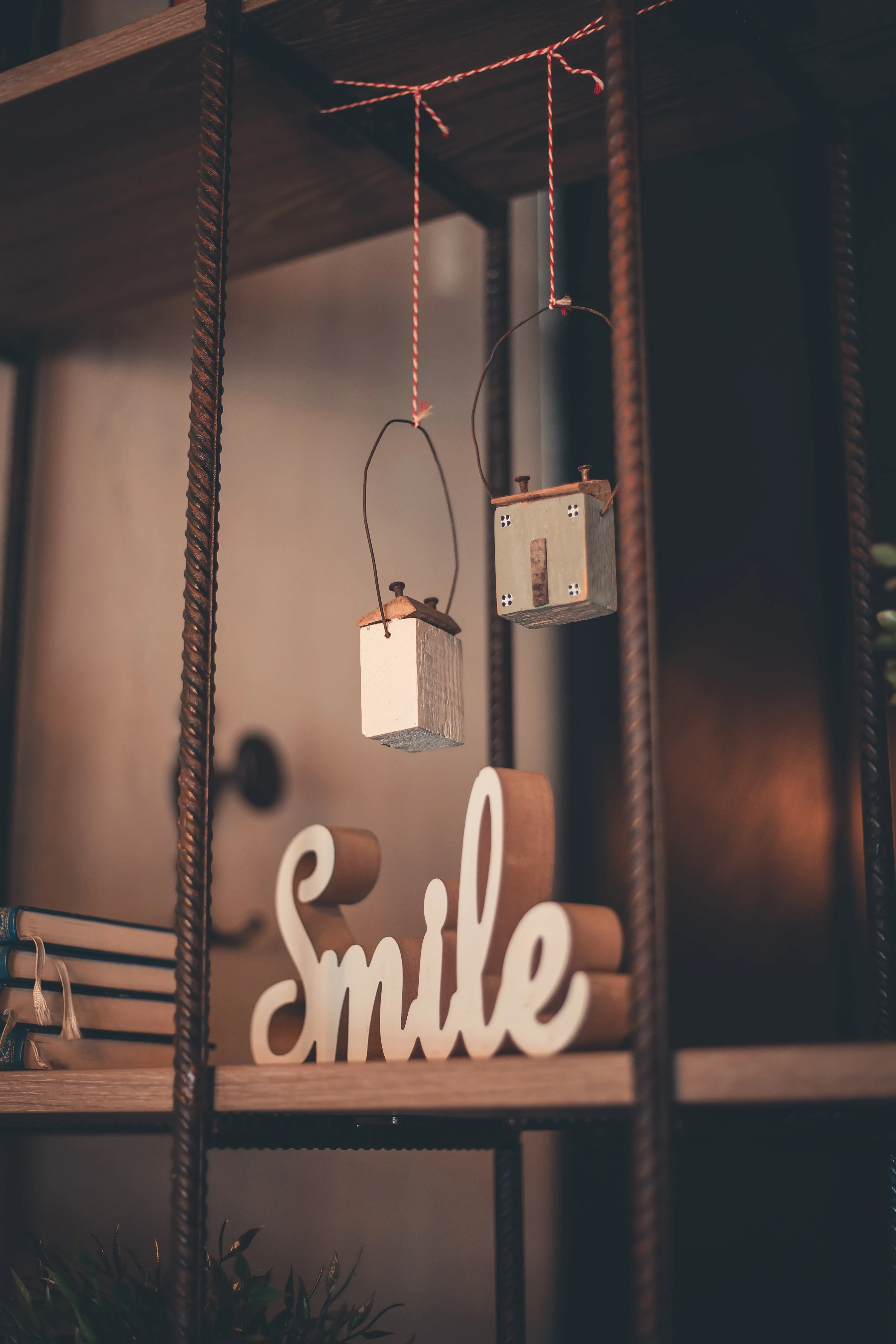 Cozy Coffee Shop with Warm Lights and Word Smile Image