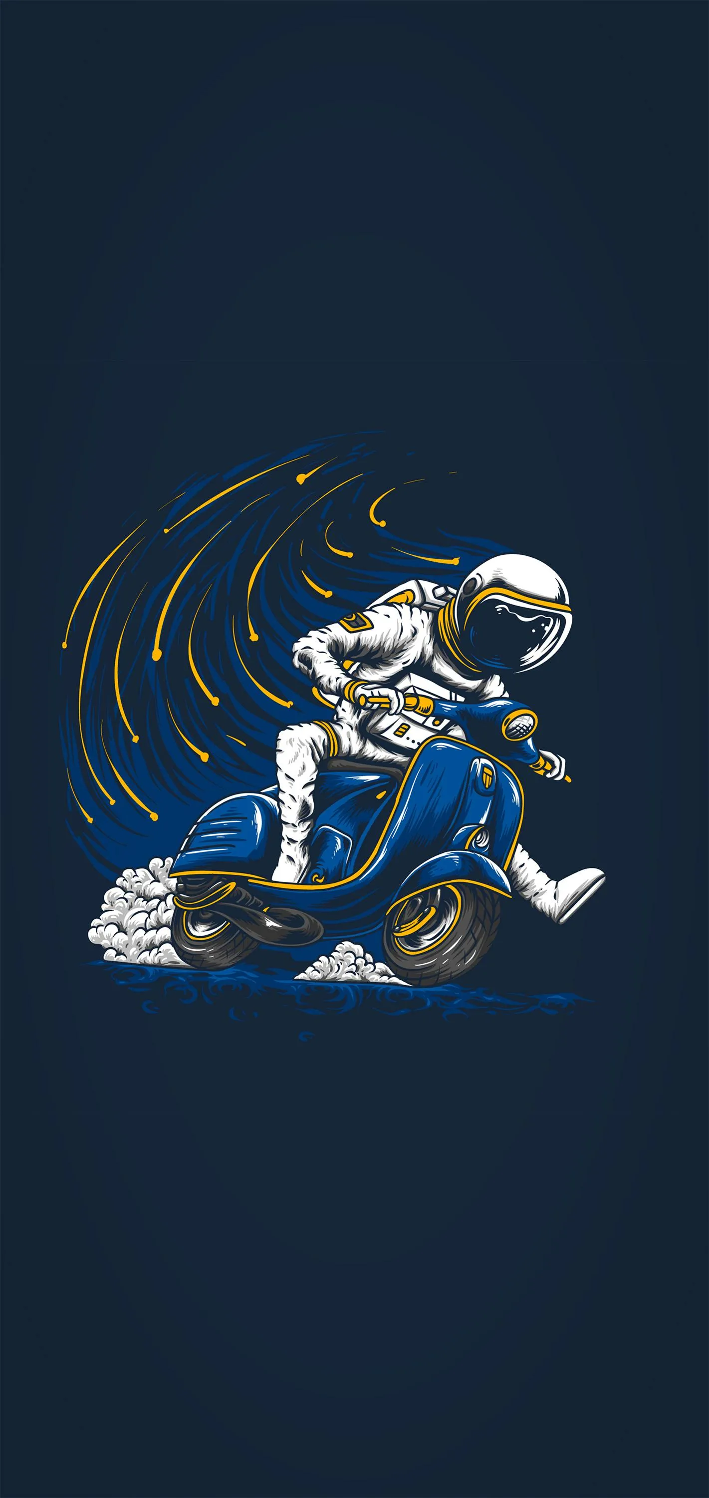 Creative Art of Astronaut Riding Scooter in Space Swirl