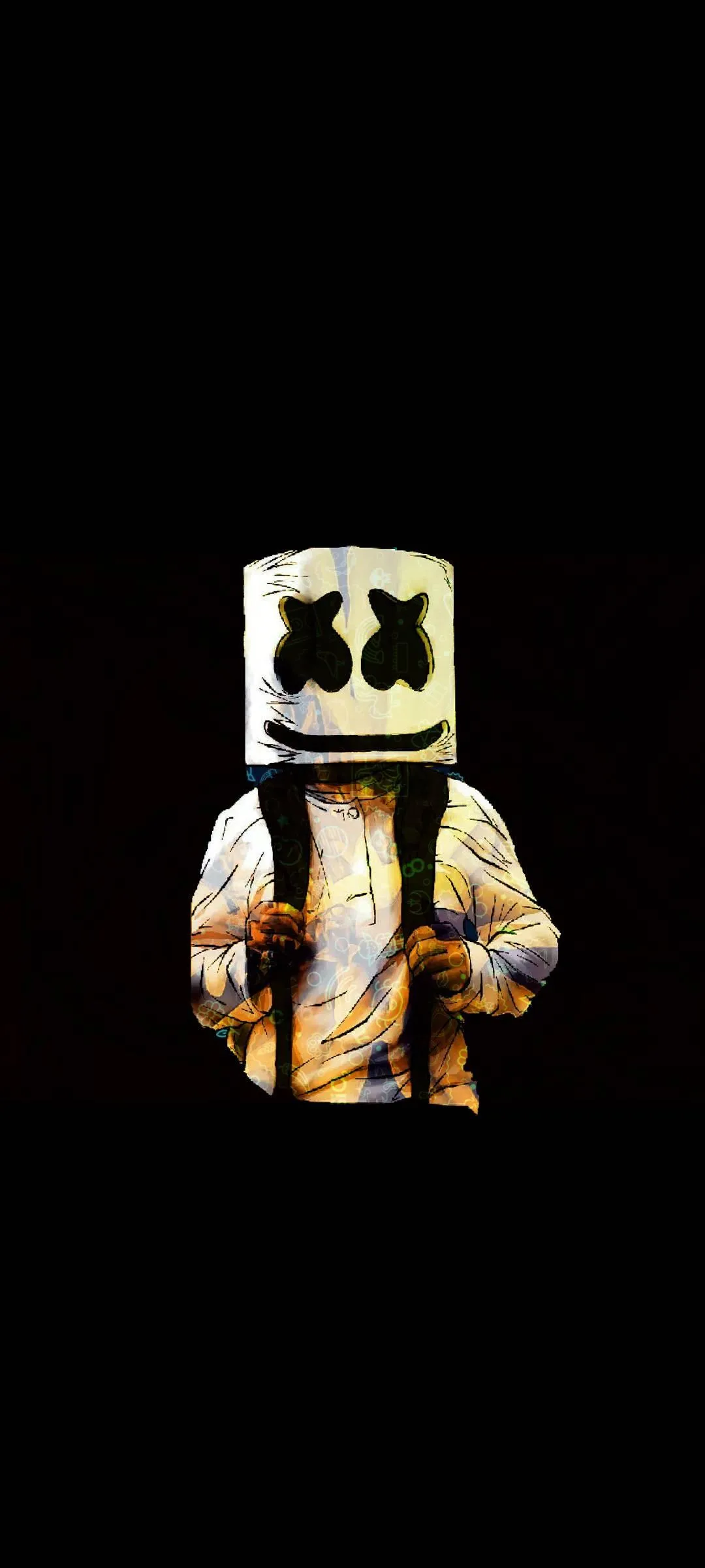 Creative Art of Masked Figure with Glowing Outfit Wallpaper