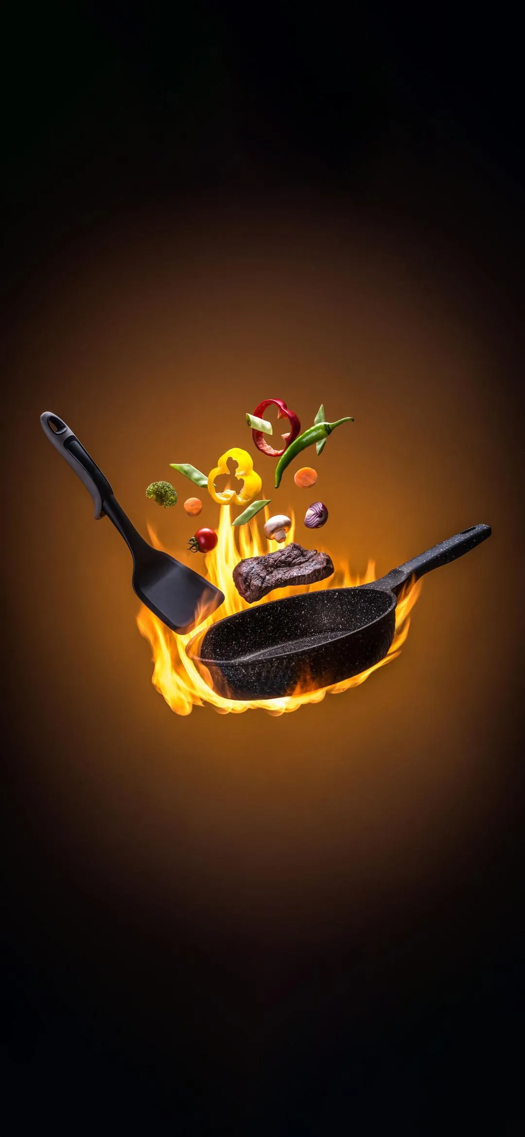 Creative Cooking with Fire and Fresh Colorful Foods
