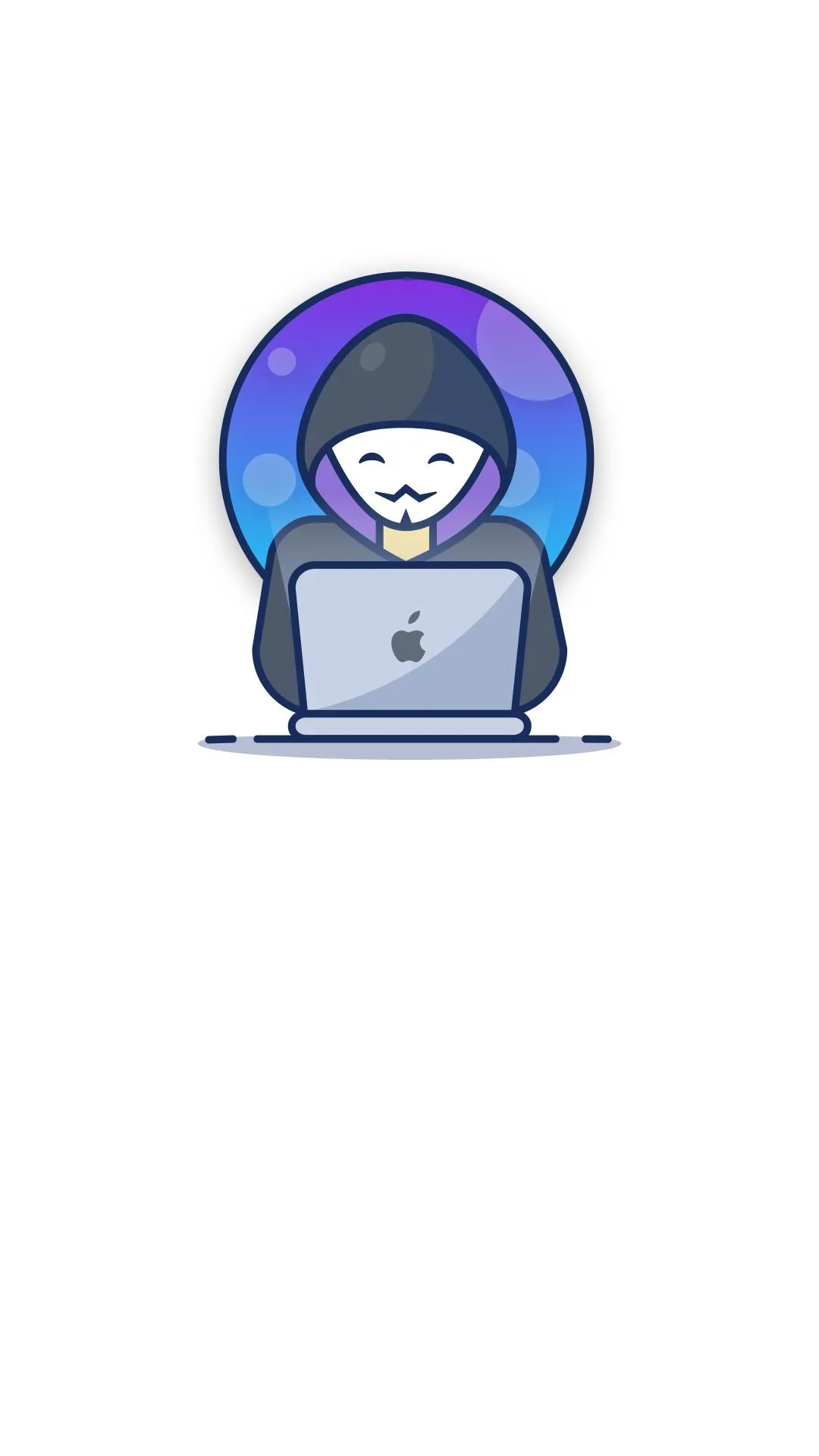 Creative Hacker Illustration Working on Laptop with Blue