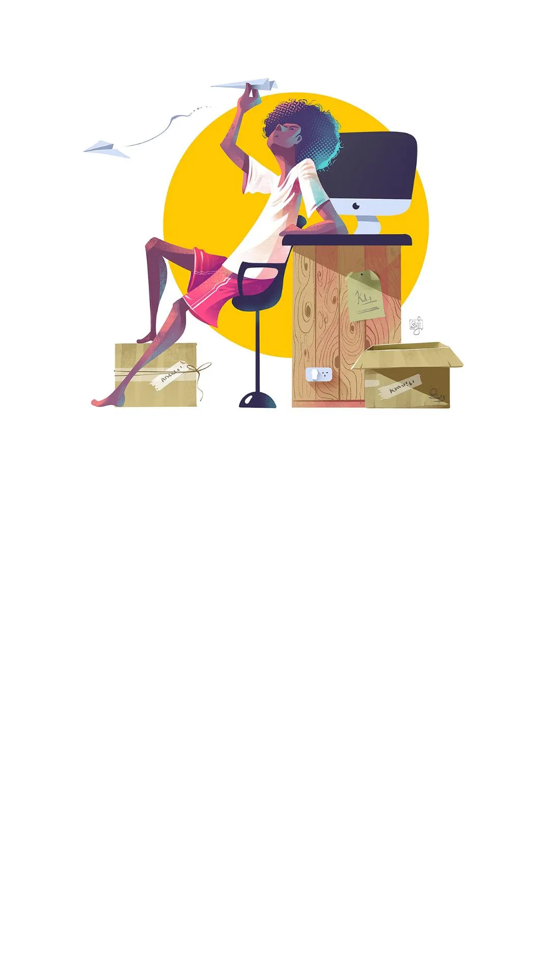 Creative Workspace with Relaxed Young Professional