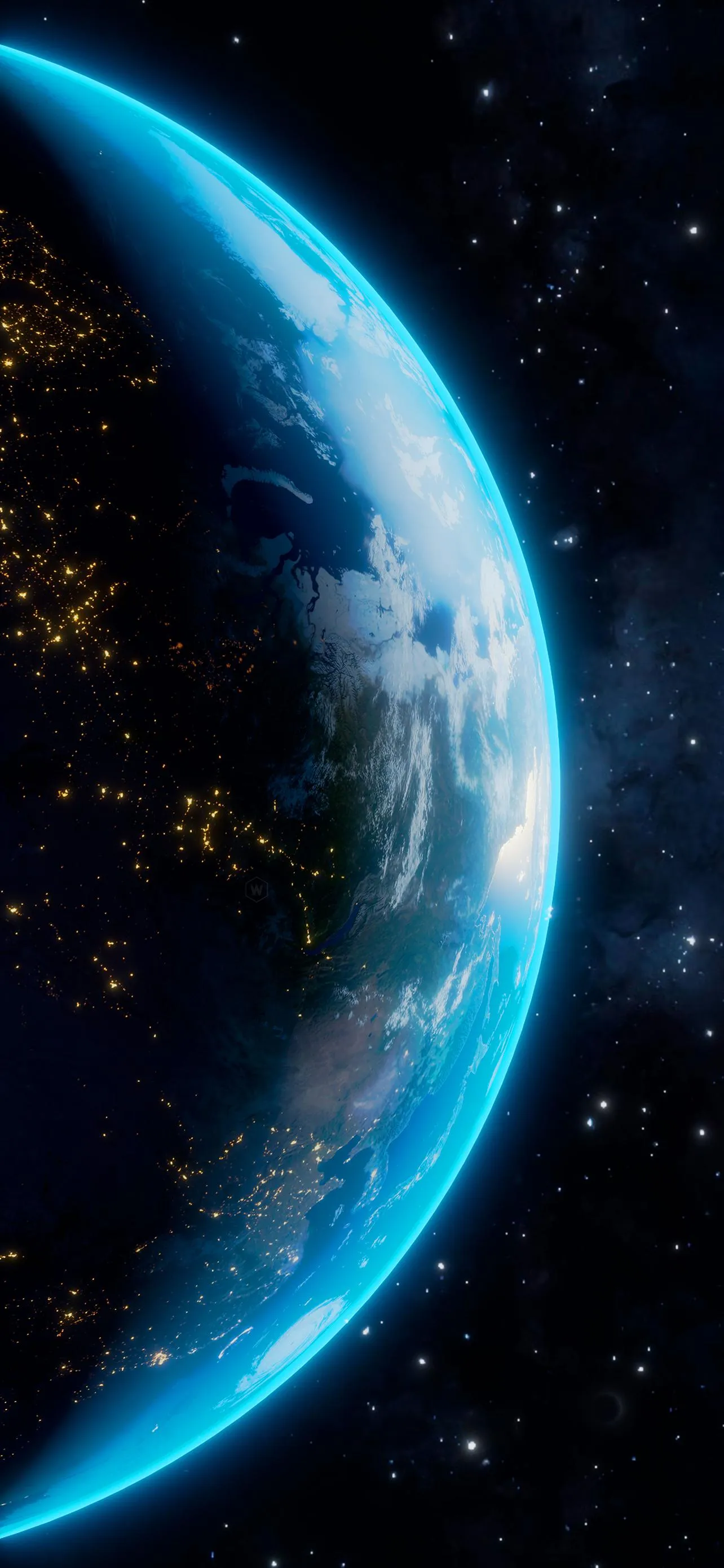 Crescent Earth View from Space in Deep Blue Atmosphere