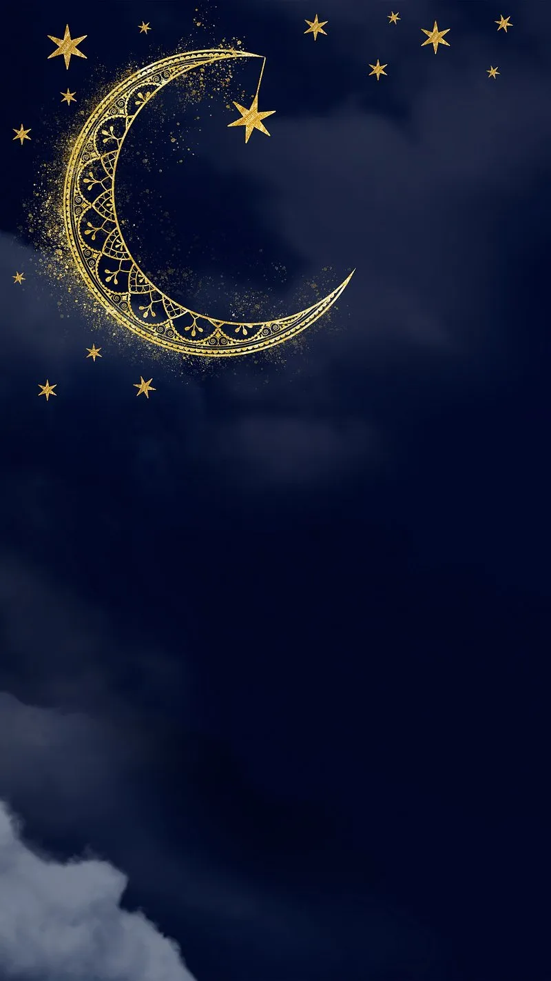 Crescent Moon Shining Above Peaceful Nighttime Clouds