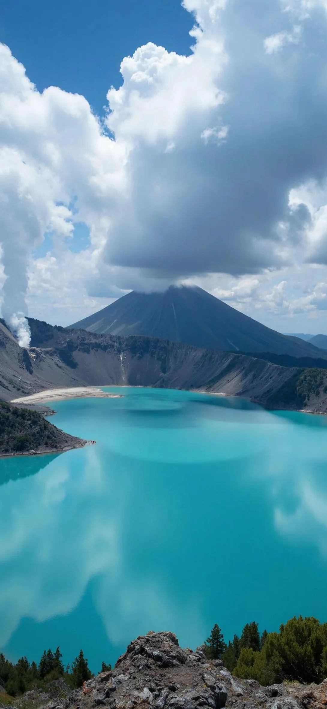 Crystal Blue Lake Scenic Landscape Mobile Wallpaper