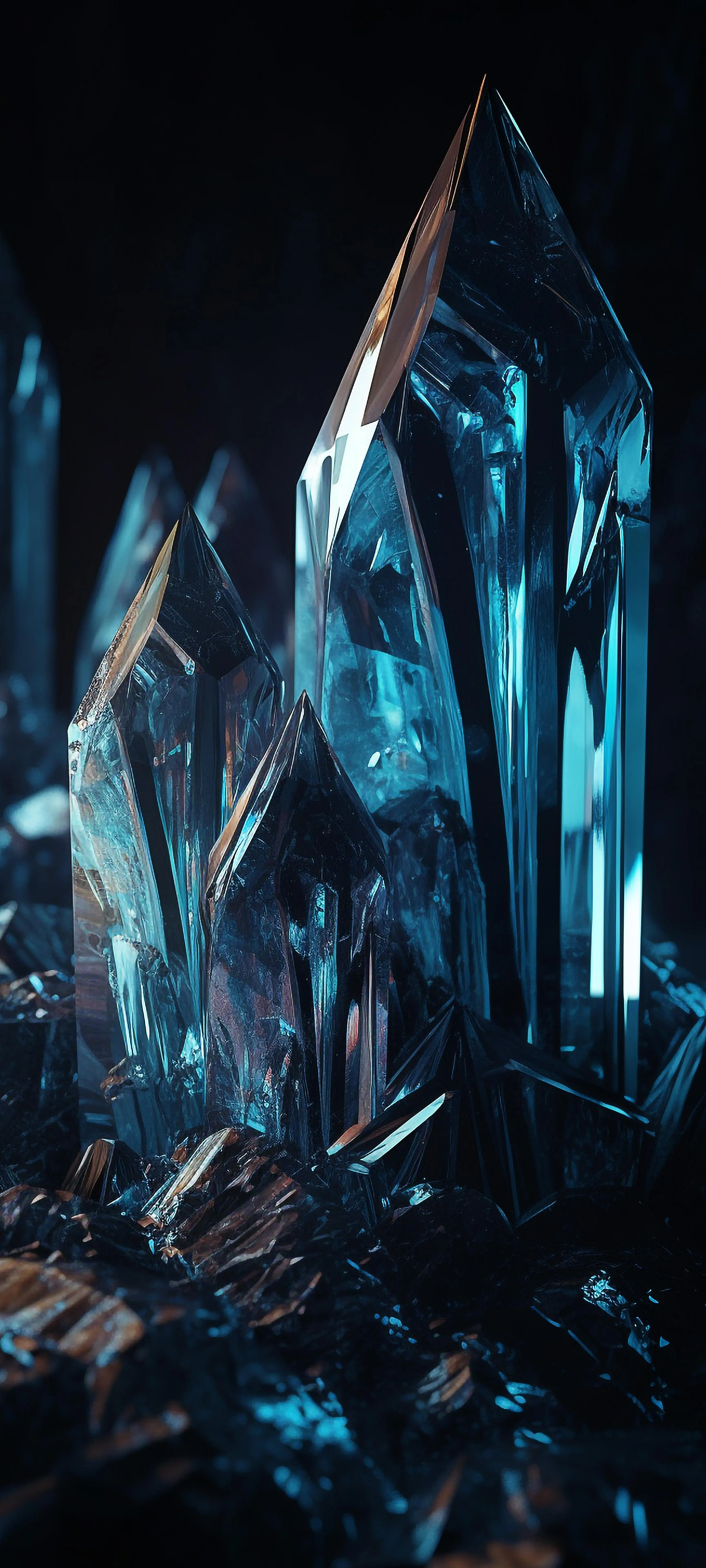 Crystal Formations with Dark Fantasy Cave Vibes Wallpaper