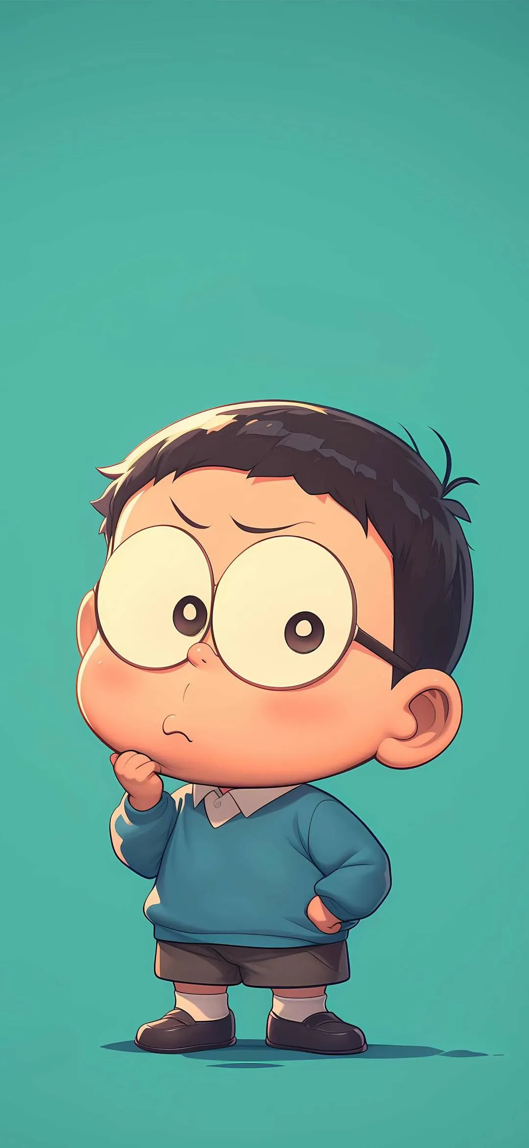 Cute Animated Boy Standing in Cartoon Style Art Wallpaper