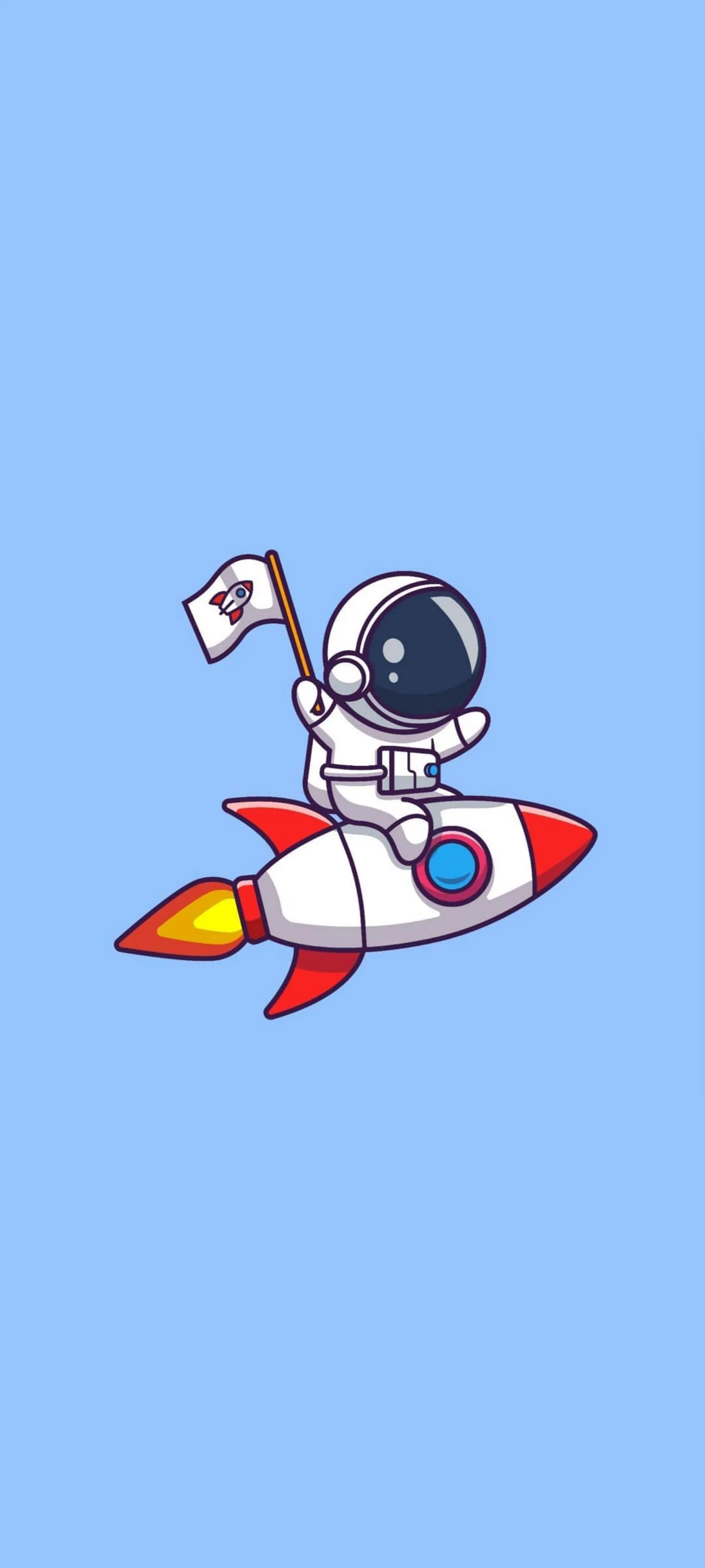 Cute Astronaut Flying with Rocket Cartoon Artwork Wallpaper