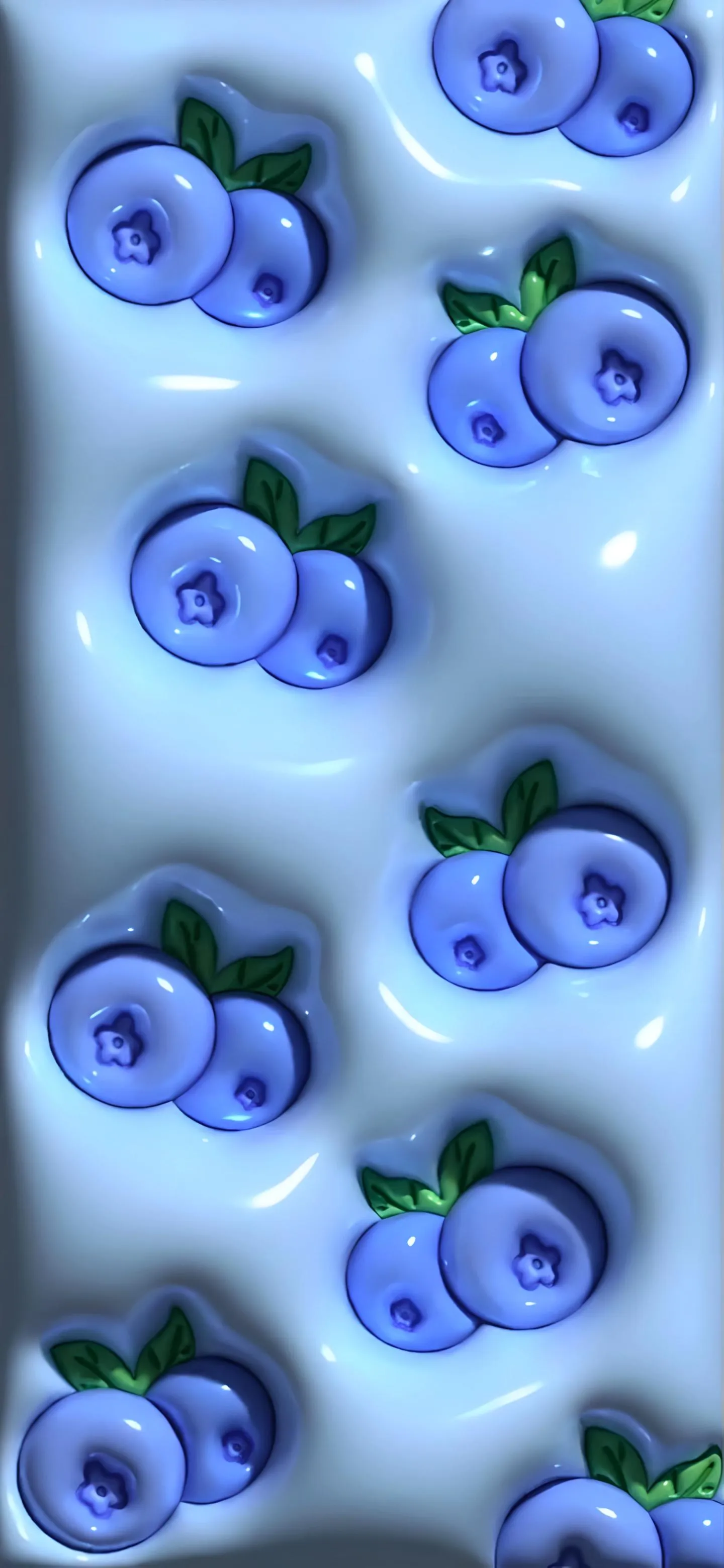 Cute Blue Berries on Light Background with Soft Shadows