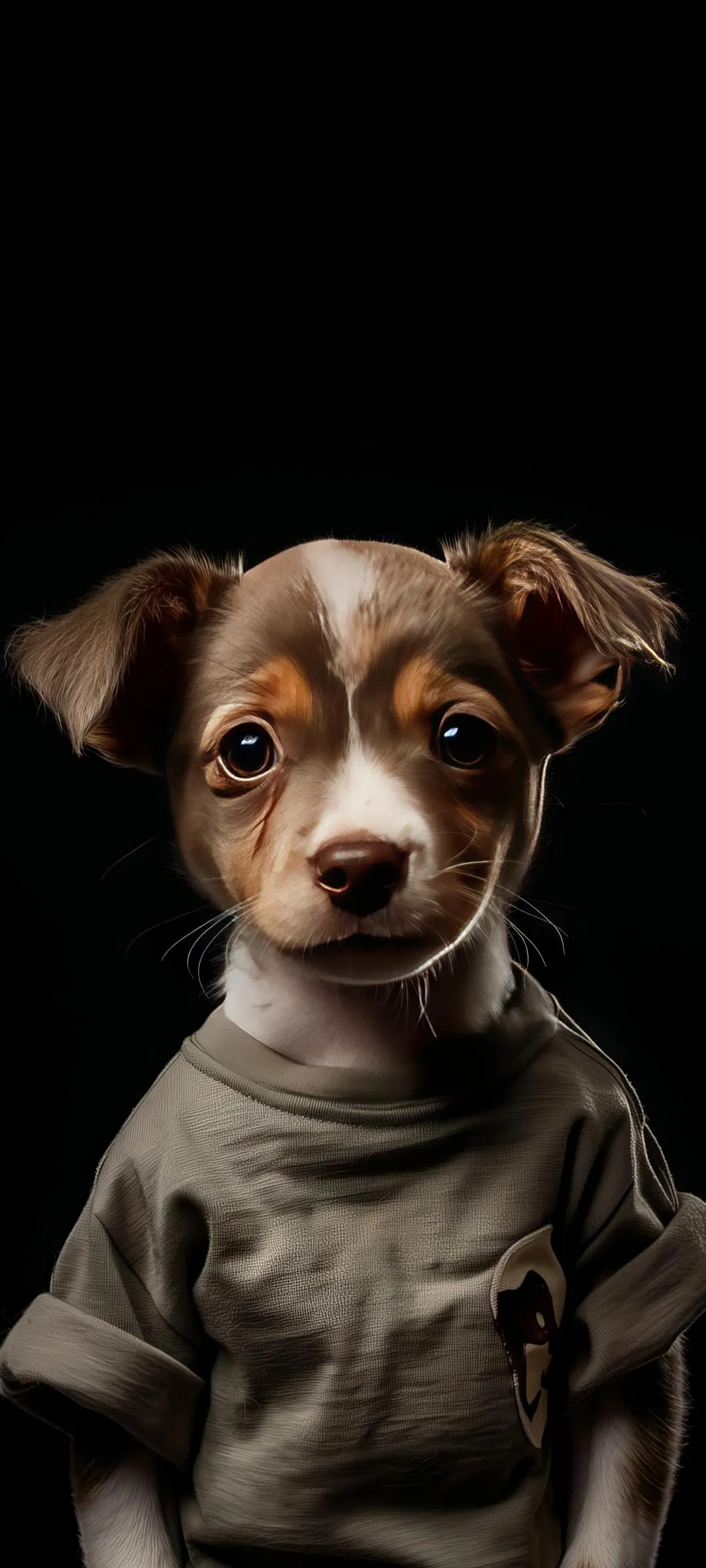 Cute Brown Puppy with T Shirt Portrait HD Mobile Wallpaper