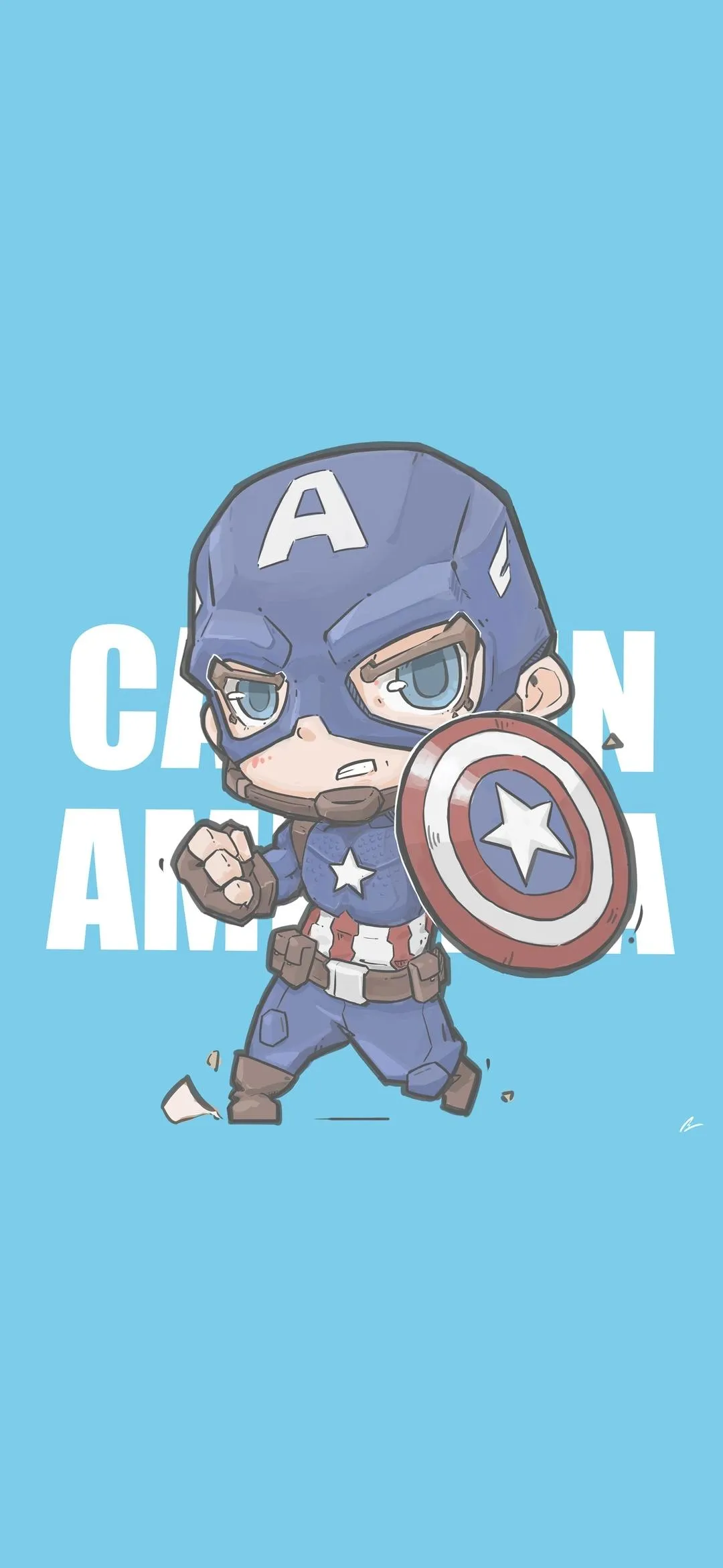 Cute Captain America Hero Artwork in Blue Modern Style