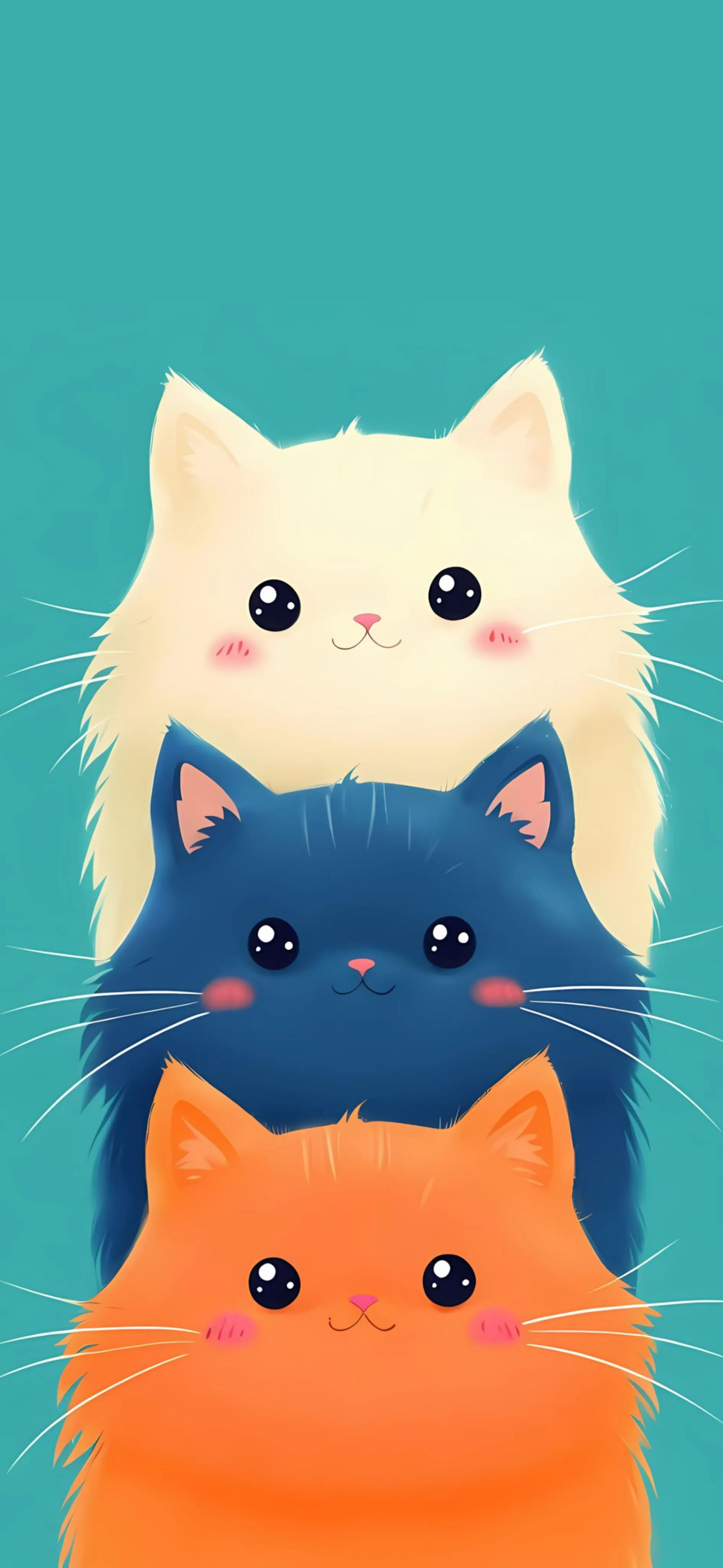 Cute Cartoon Cats Stack Mobile Wallpaper for Animal Lovers