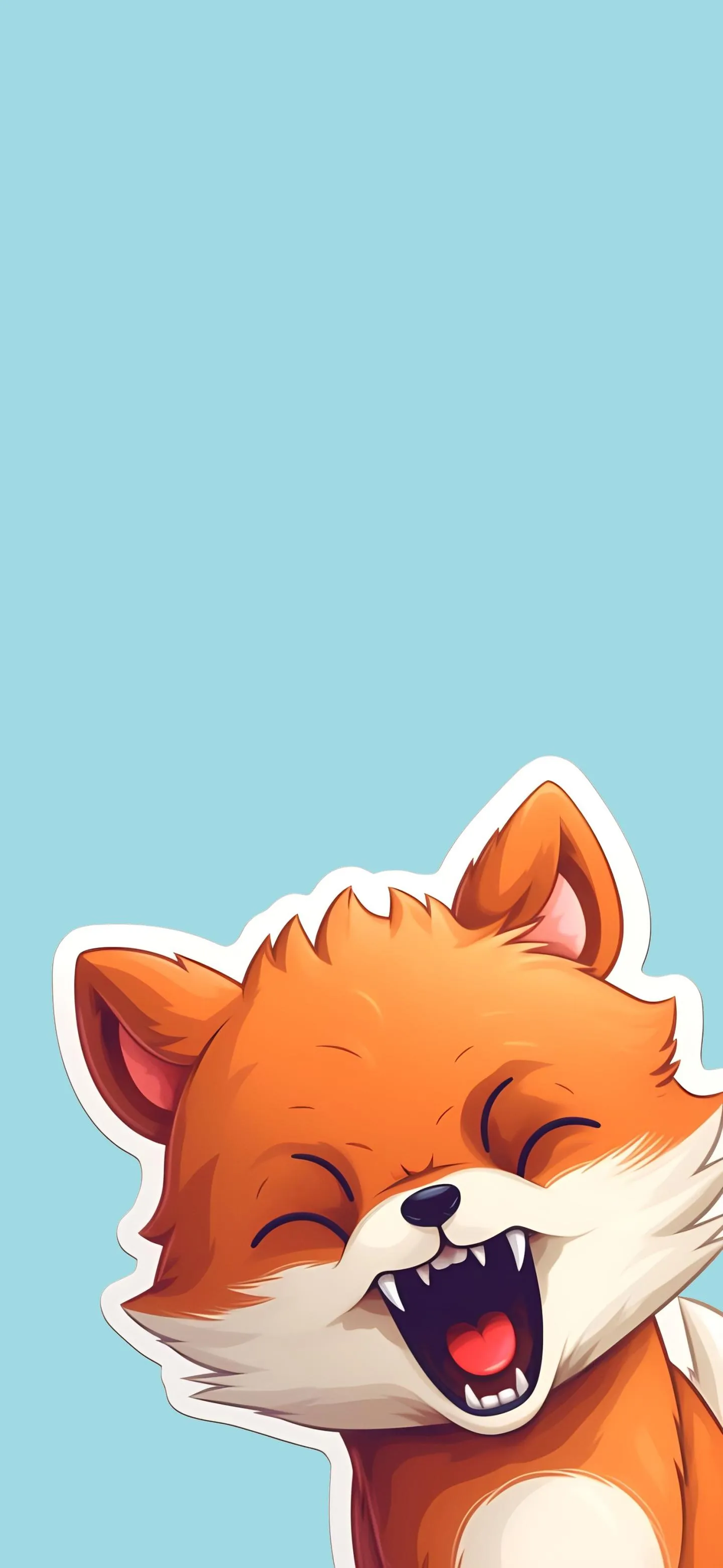 Cute Cartoon Fox in Orange and White Background Wallpaper