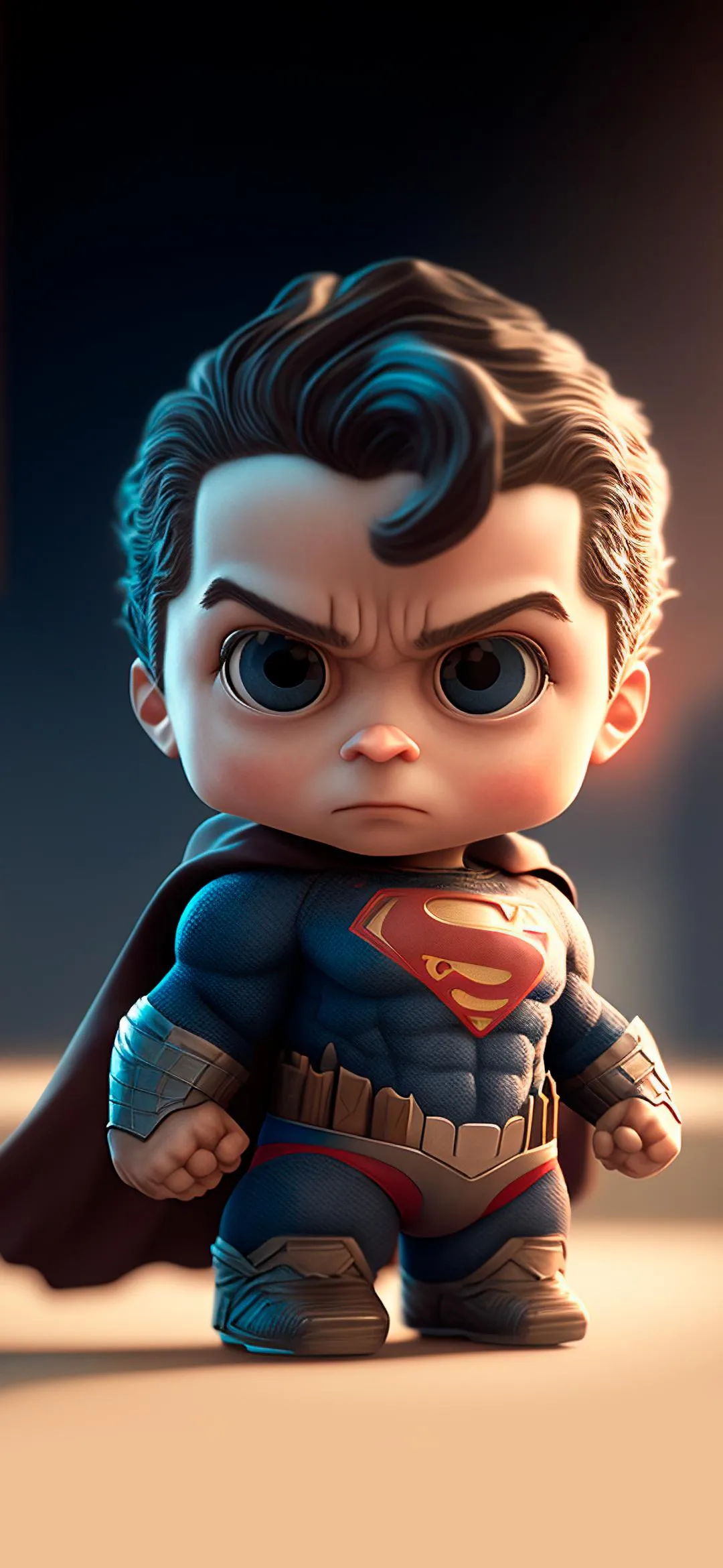 Cute Cartoon Hero Character Standing in Bright Light