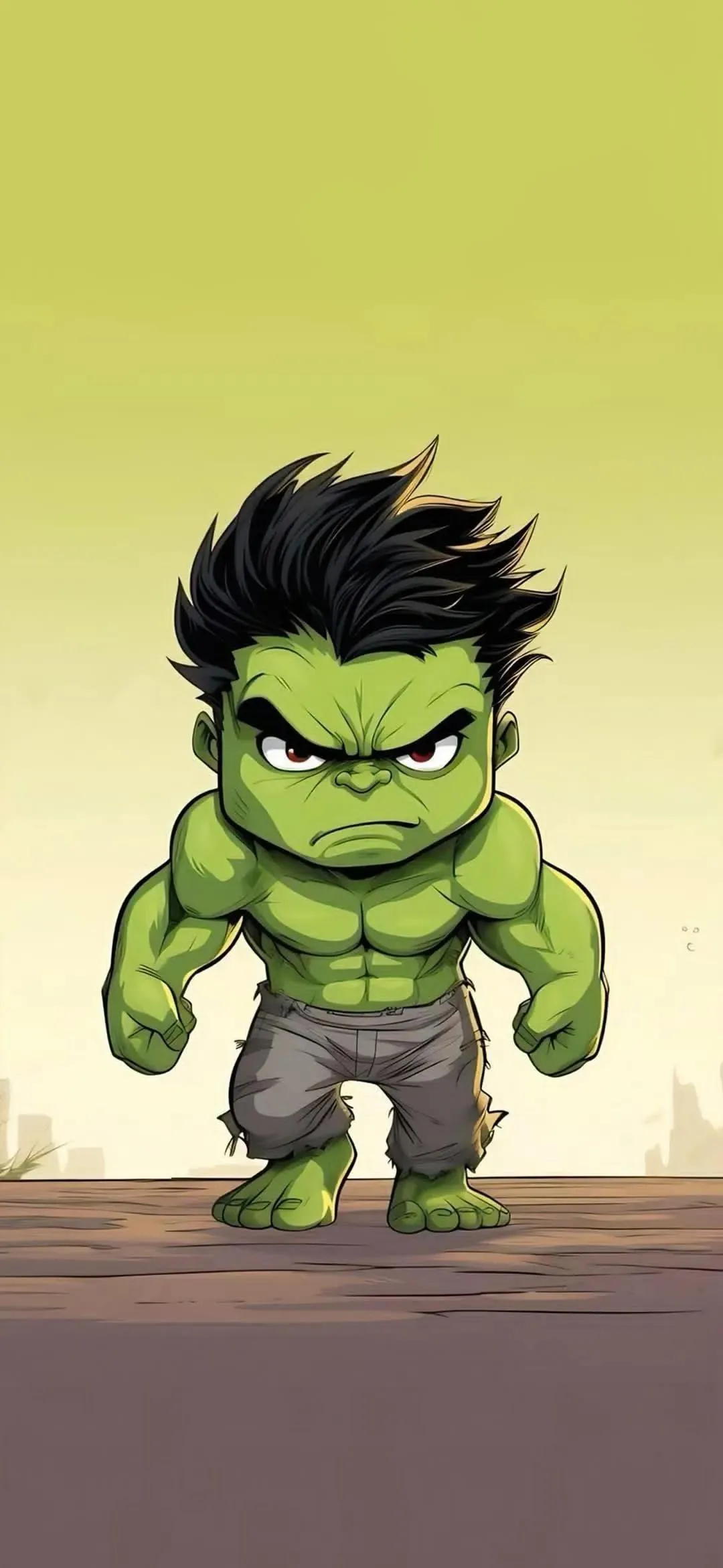 Cute Cartoon Hulk Standing in Comic Style Artwork Wallpaper