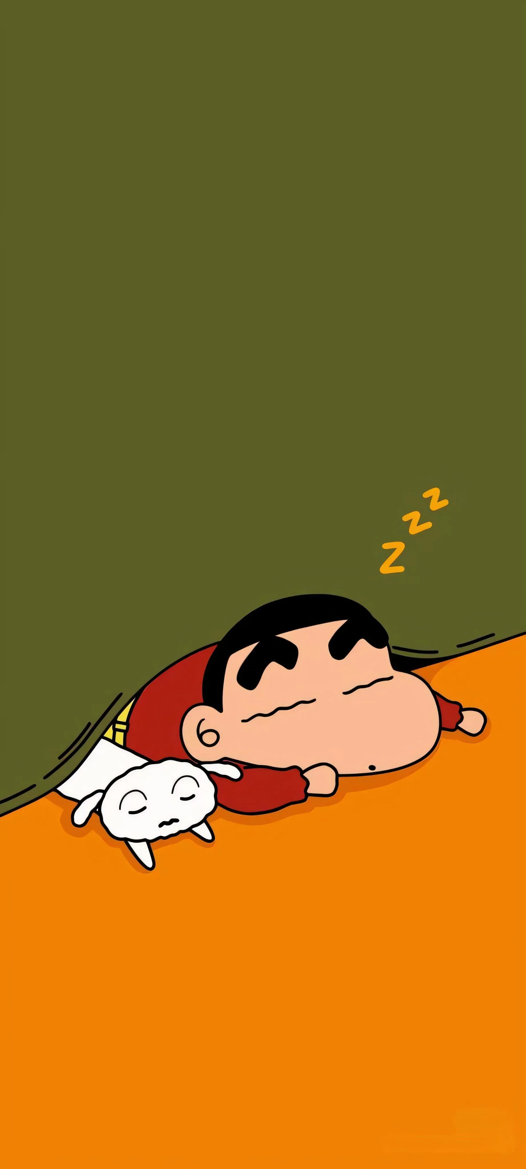 Cute Cartoon Shin Chan Character Resting Mobile Wallpaper
