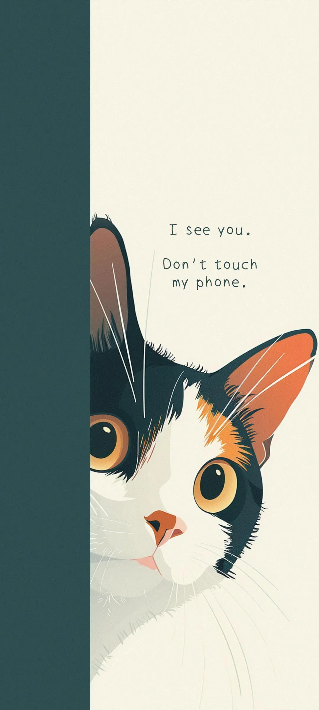 Cute Cat Peeking with Quote Minimalist Design Wallpaper