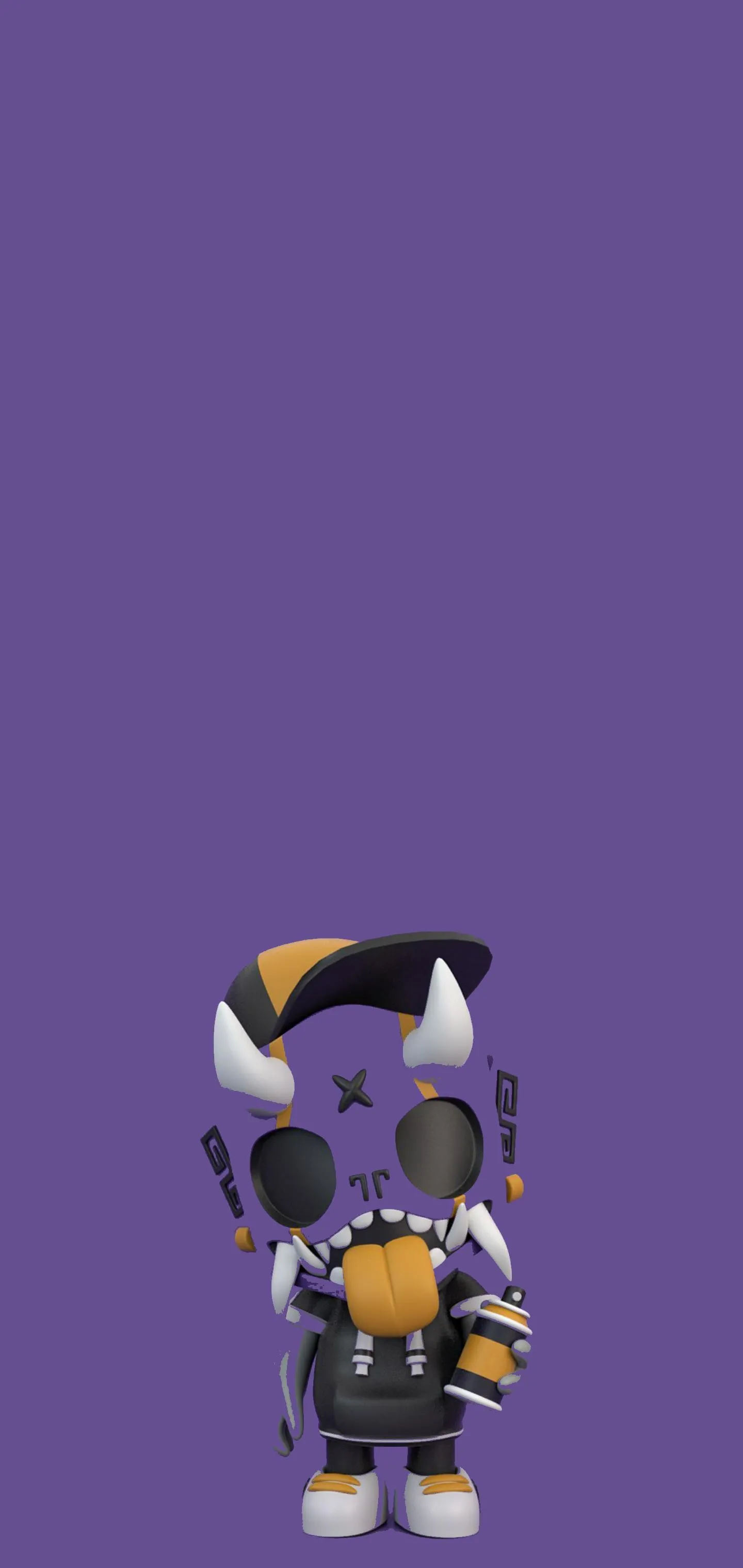 Cute Funny Character Standing in Purple Dream Scene