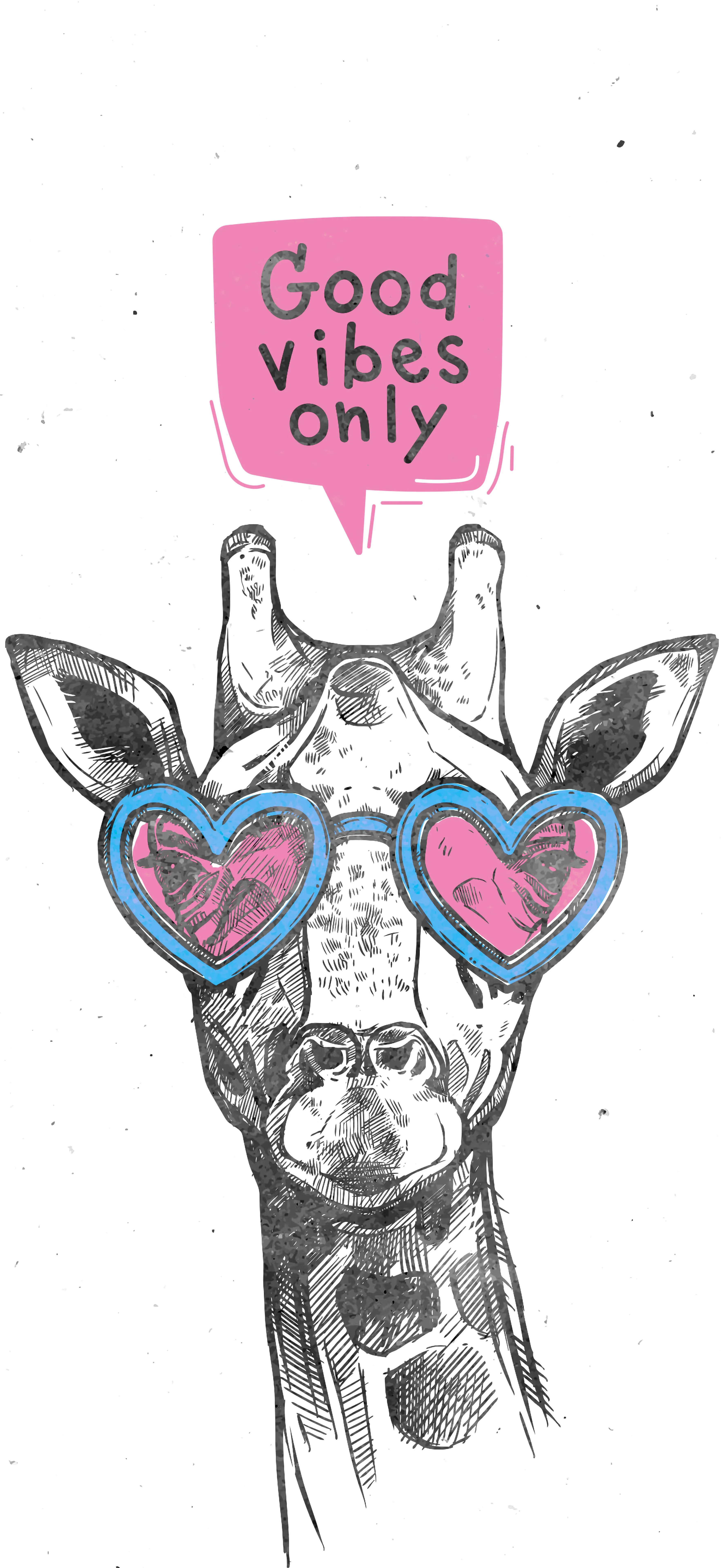 Cute Illustration of Giraffe Wearing Heart Shaped Sunglasses