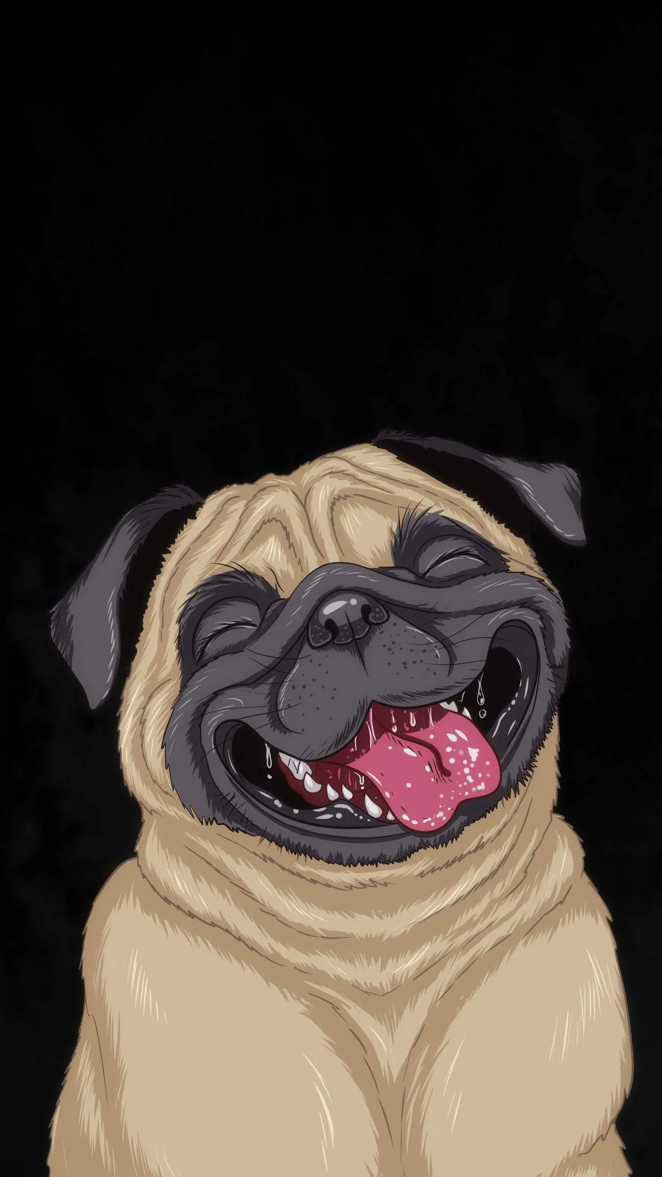 Cute Pug Portrait Styled as Friendly Cartoon Illustration