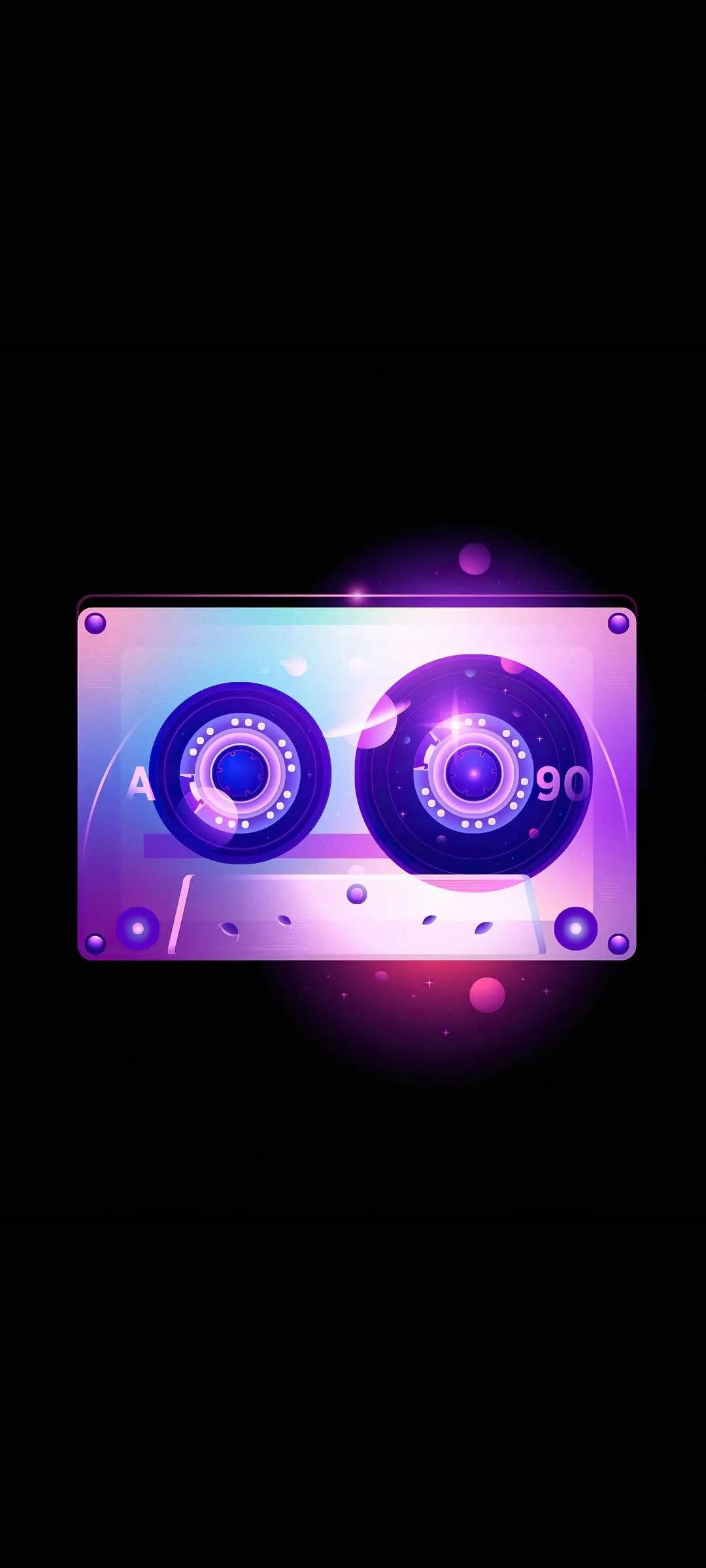 Cute Purple Cassaette with Neon Lights on Dark Surface