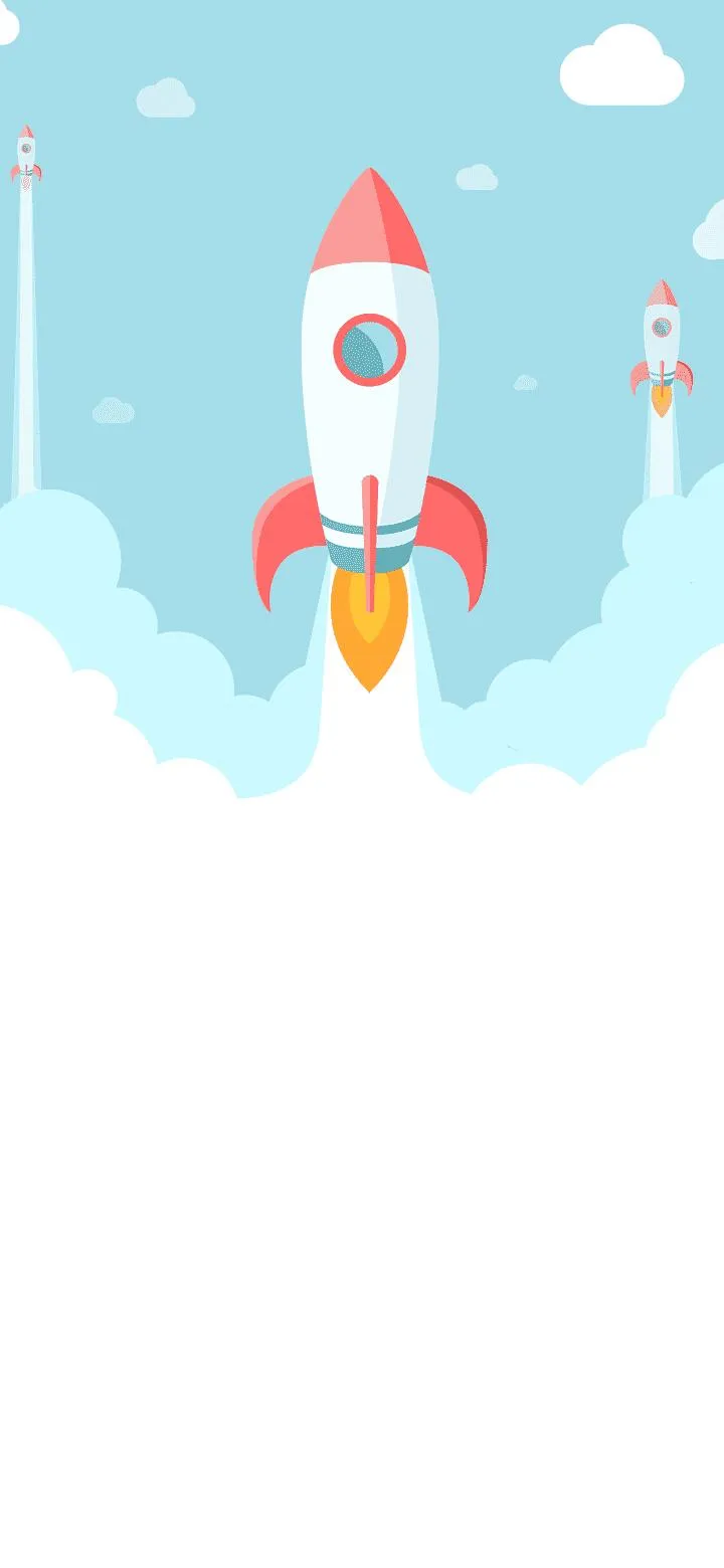 Cute Rocket Launching Cartoon Minimal Mobile Wallpaper