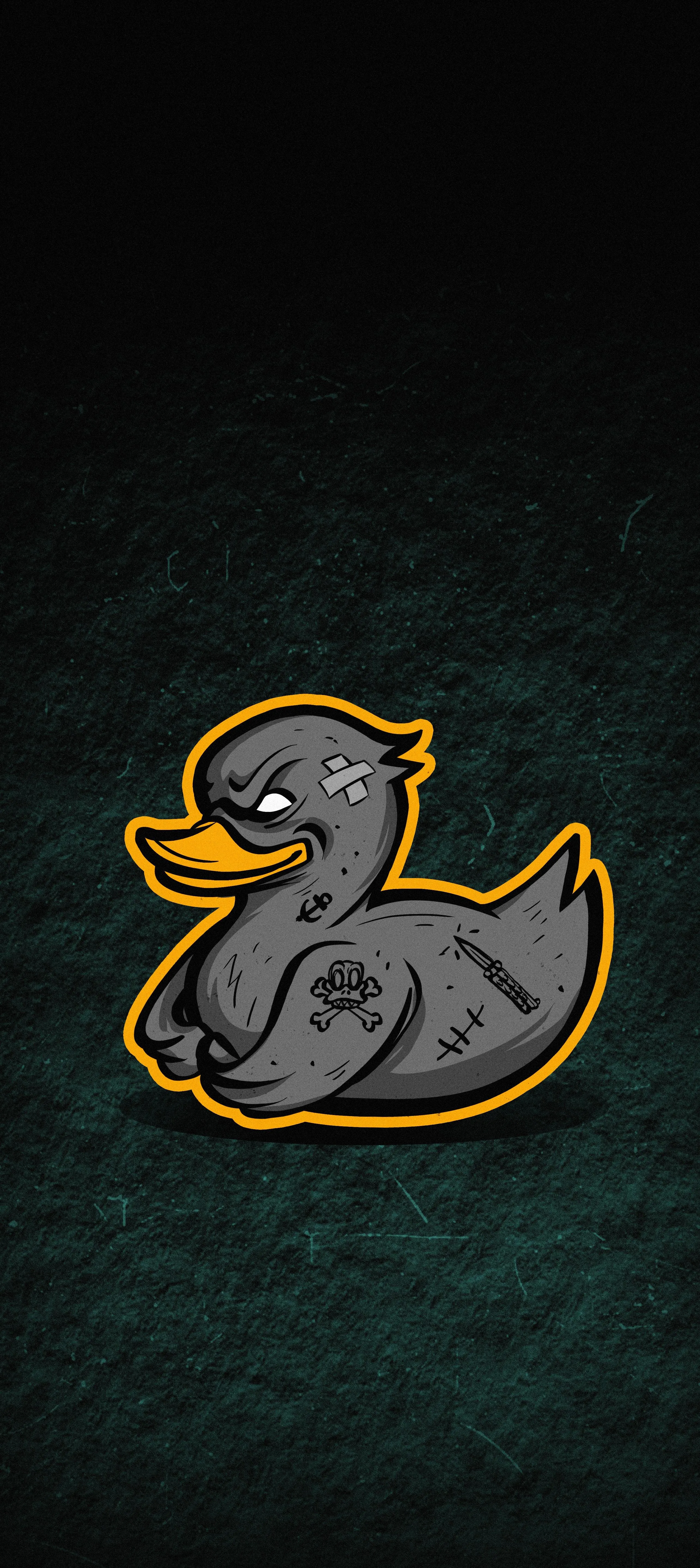 Cute Rubber Duck Icon on Dark Textured Surface Wallpaper