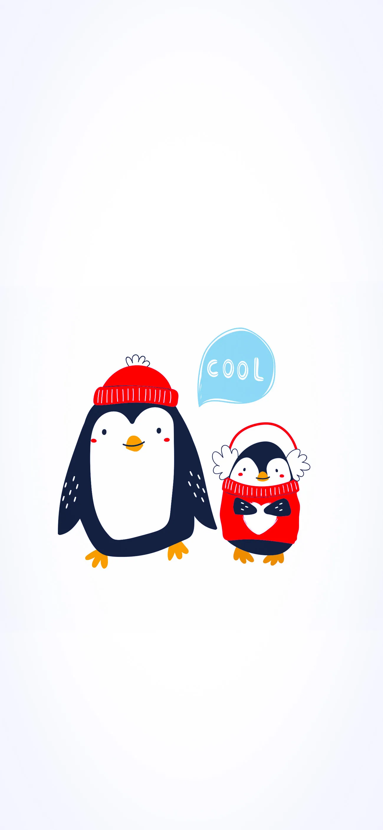 Cute Winter Penguins Wearing Santa Hats on White Background