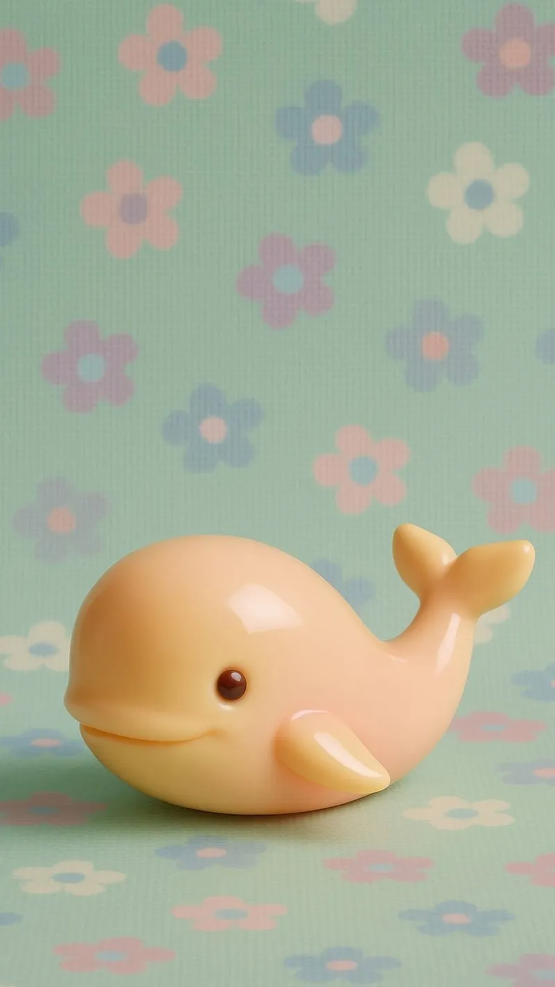 Cute Yellow Whale Sitting on Pastel Background with Glow