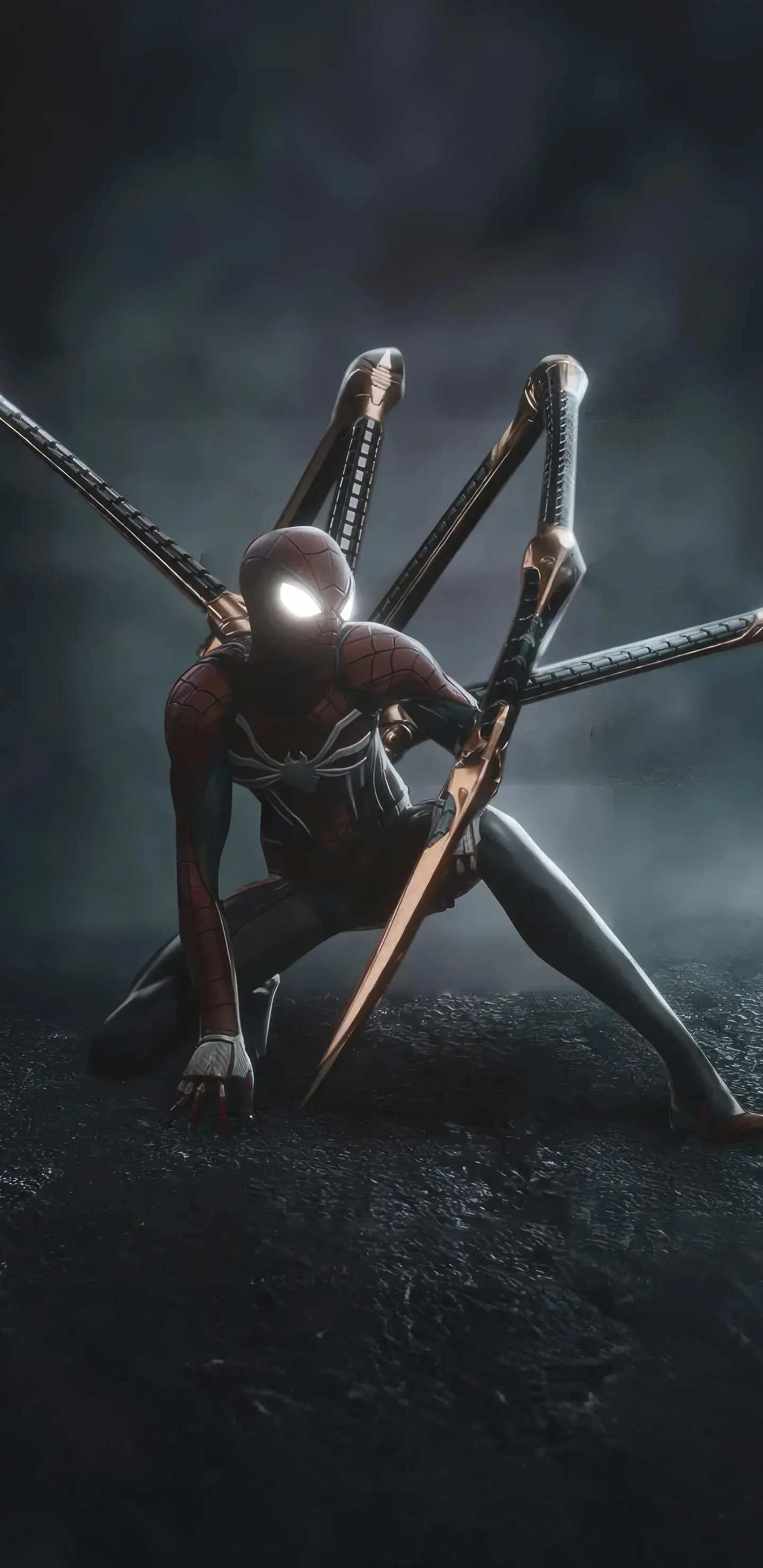 Cyber Spiderman with Blades in Futuristic Battle Pose